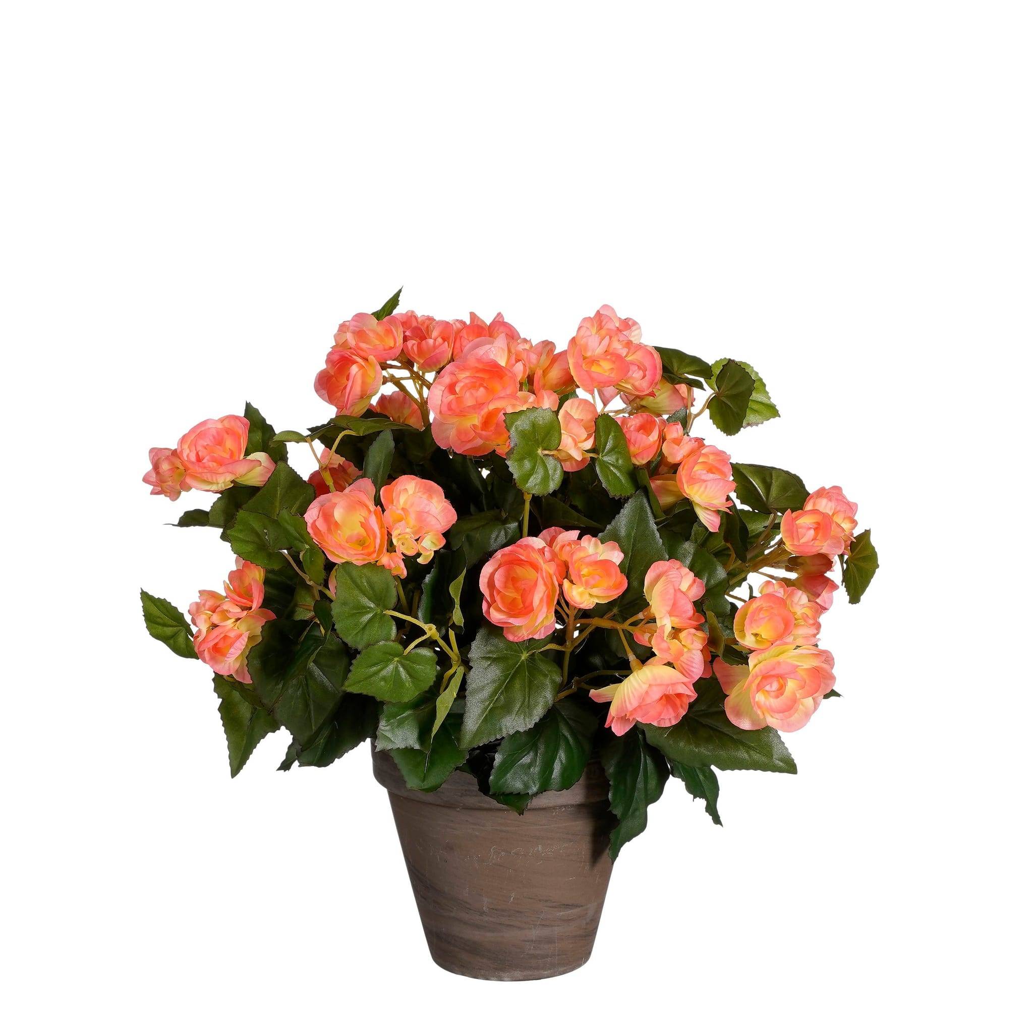 Plante artificielle bégonia polyester rose saumon H.37 cm Ø36 cm - Mica decorations - Imagen 2