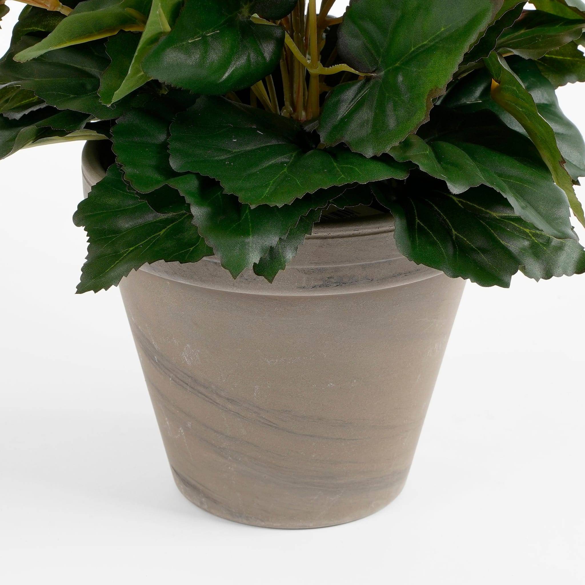 Plante artificielle bégonia polyester rose saumon H.37 cm Ø36 cm - Mica decorations - Imagen 3