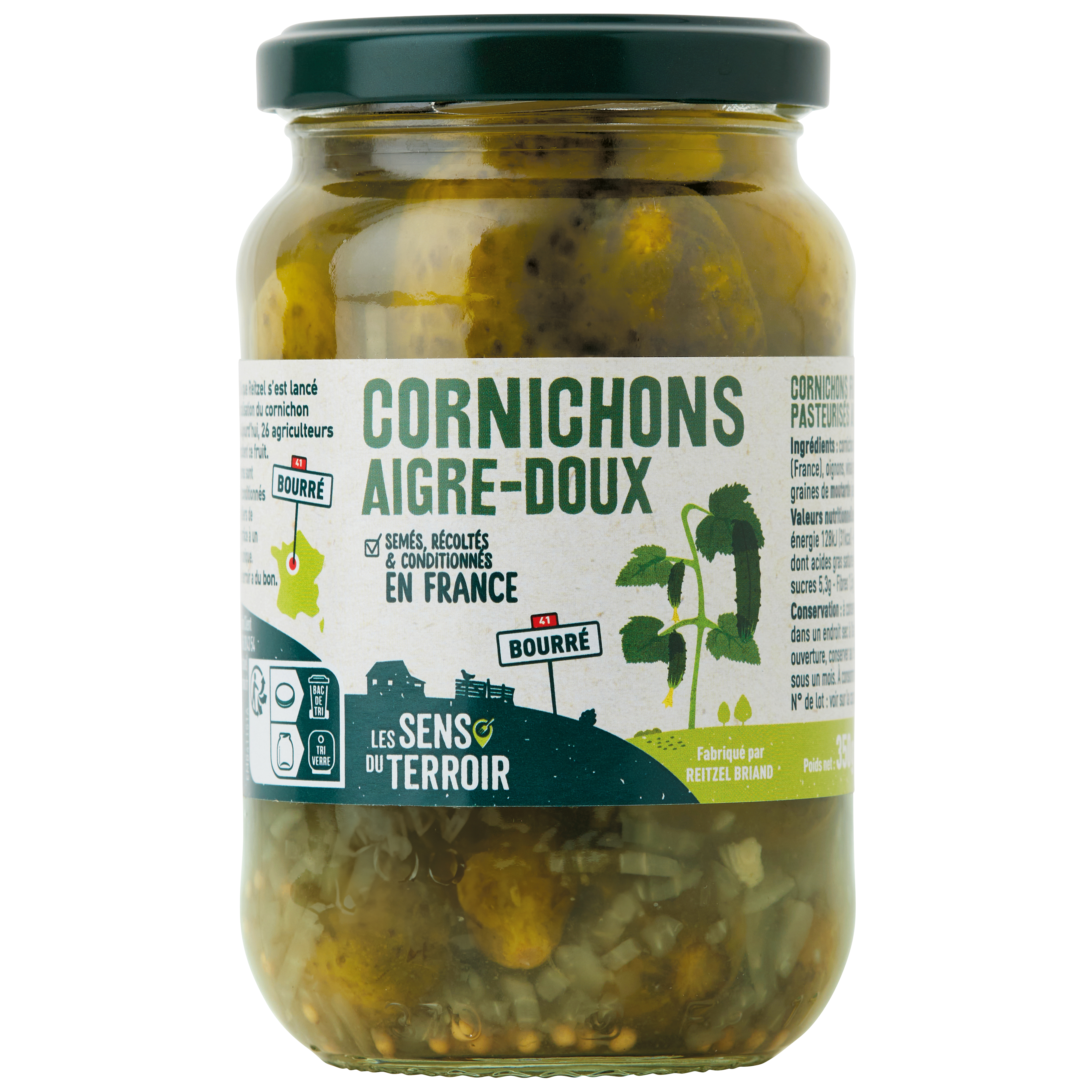 Les Sens du Terroir - Pepinillos agridulces 185 g escurrido- Les Sens du Terroir