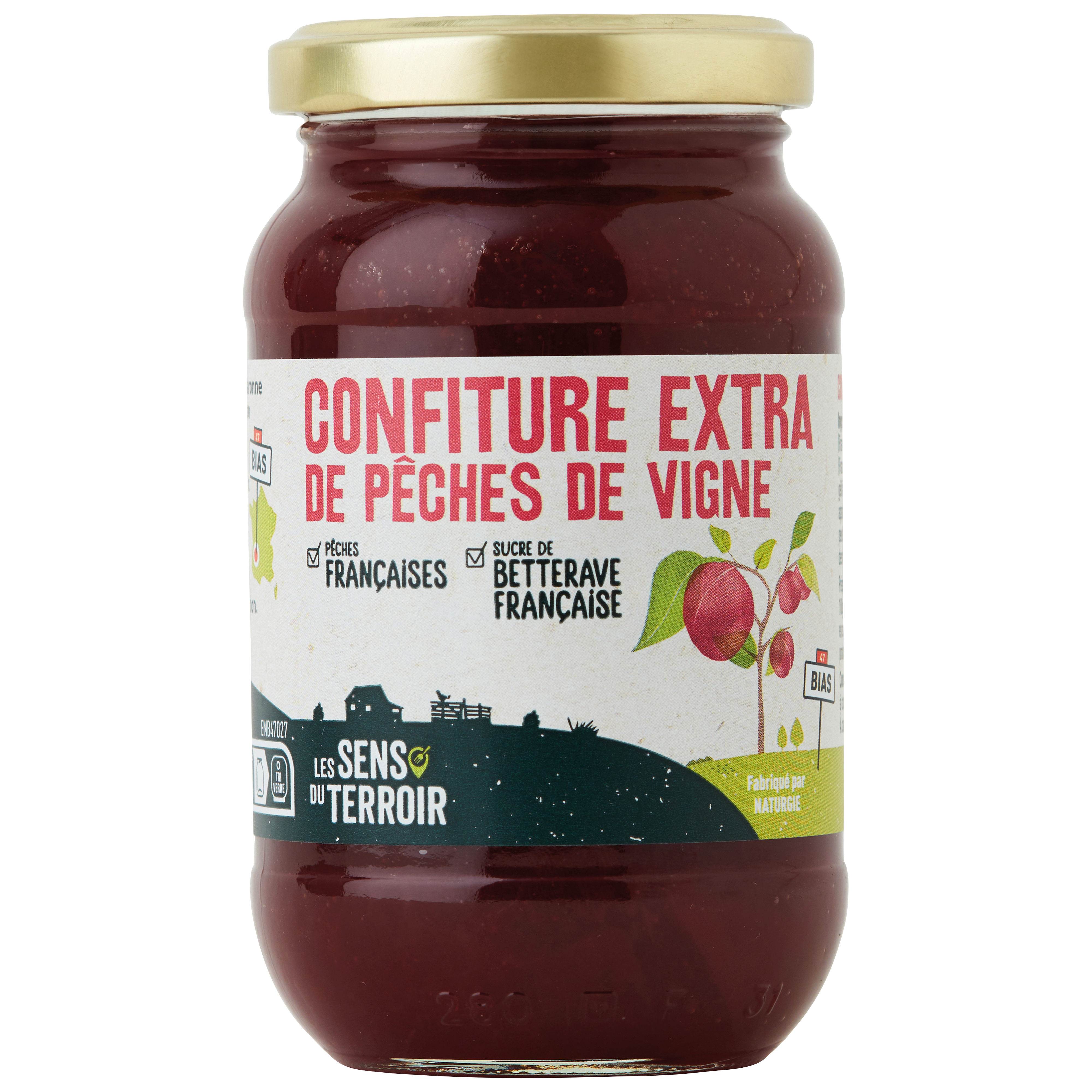 Les Sens du Terroir - Confiture extra de pêches de vigne 320 g - Les Sens du Terroir