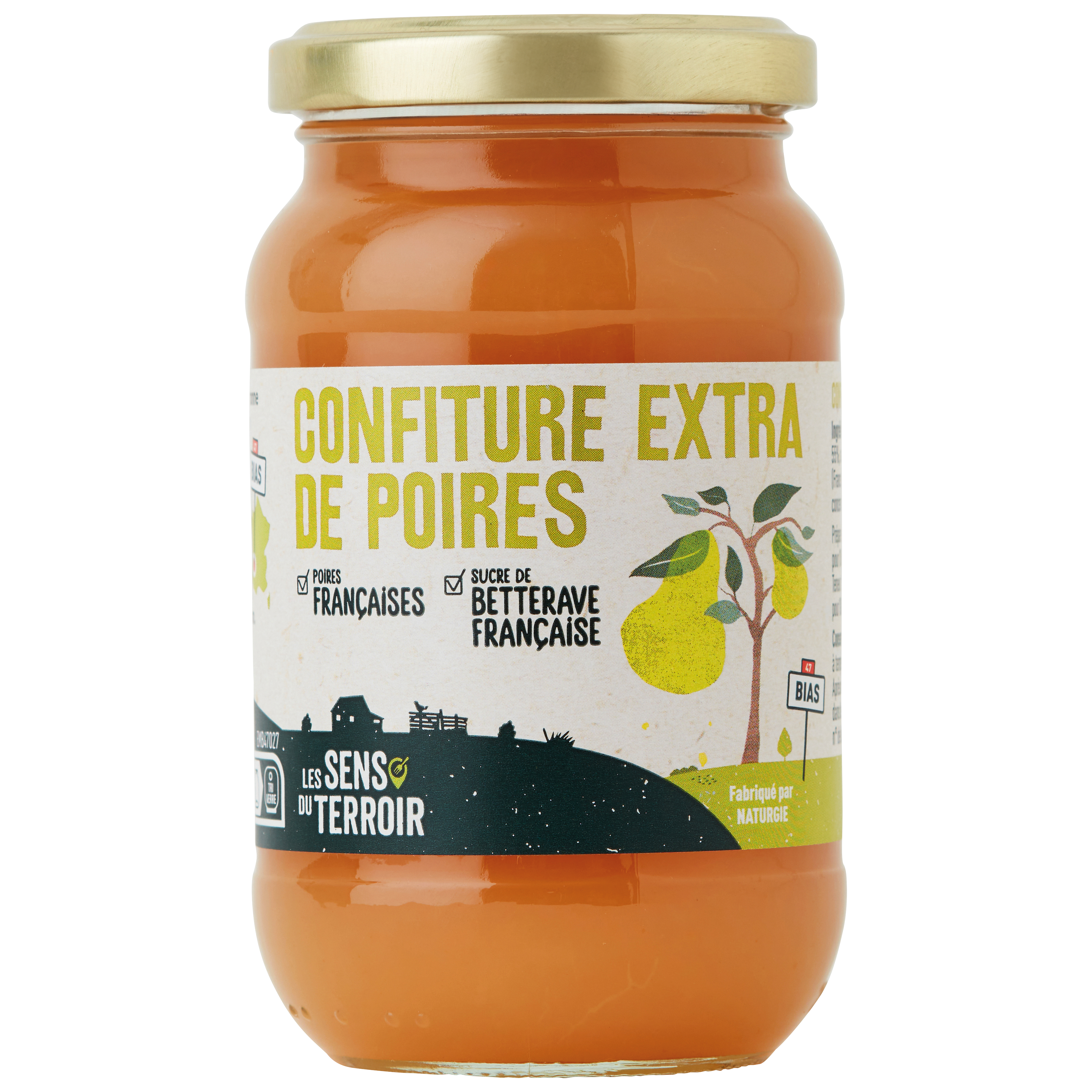 Les Sens du Terroir - Confiture extra de poires 320 g - Les Sens du Terroir