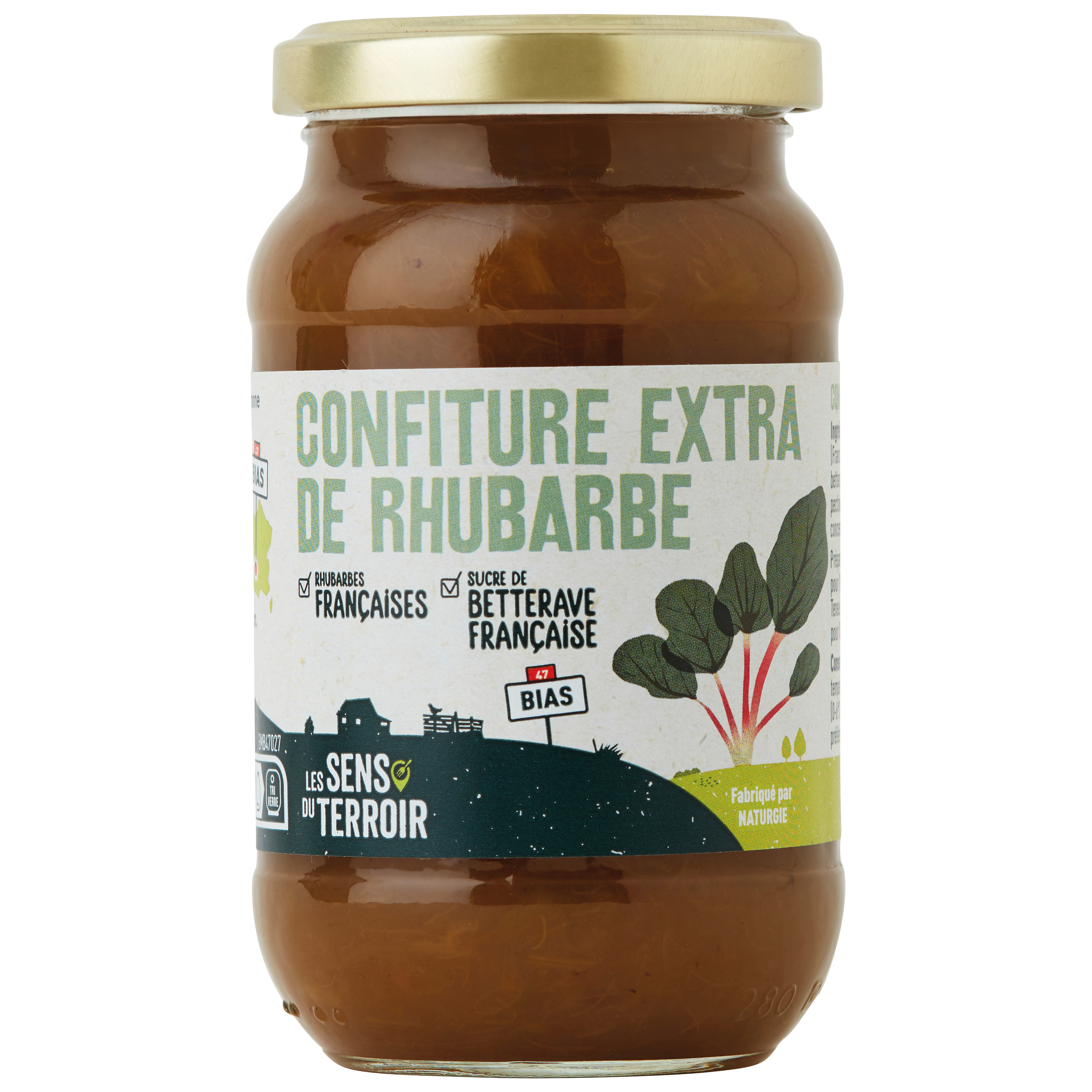 Les Sens du Terroir - Confiture extra de rhubarbe 320 g - Les Sens du Terroir