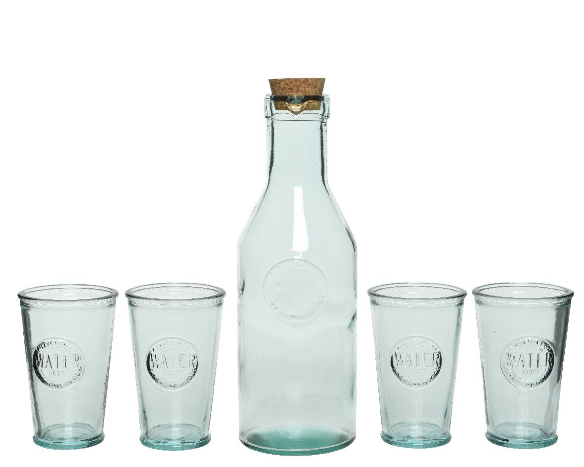 Pack bouteille et 4 verres verre recyclé – KITCHEN GOODS