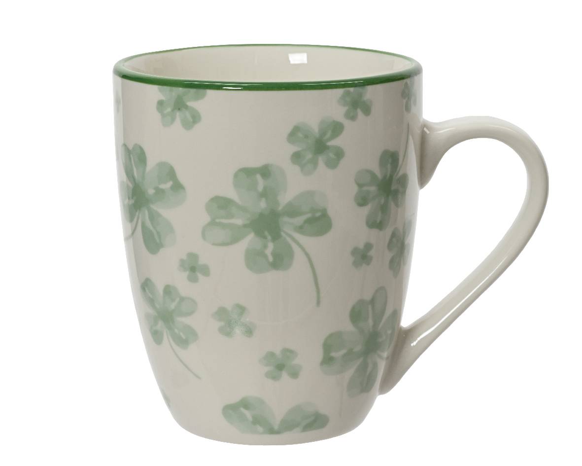 Kaemingk - Taza de porcelana con tréboles verdes y blancos 10 cm - KAEMINGK