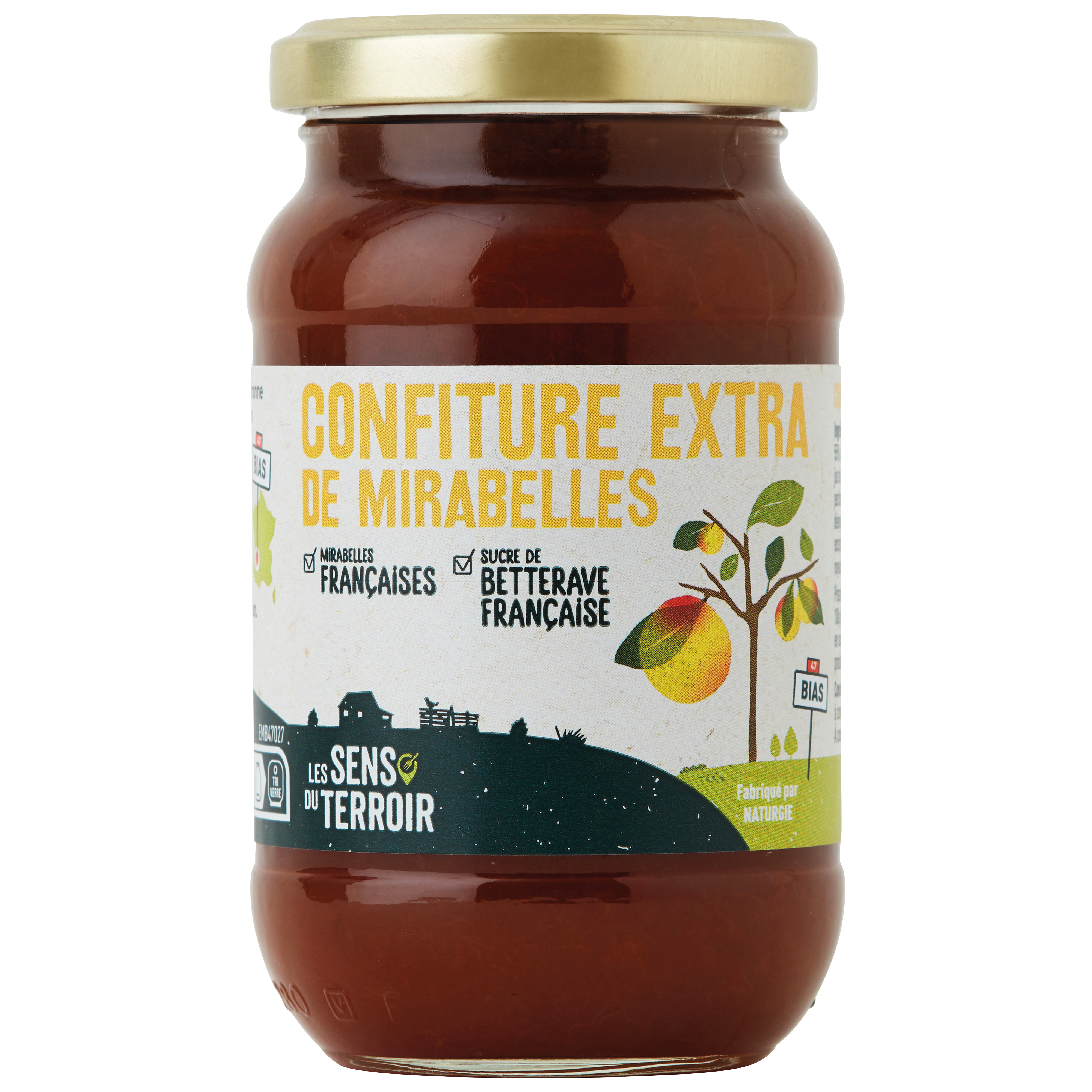 Les Sens du Terroir - Confiture extra de mirabelles 320 g - Les Sens du Terroir