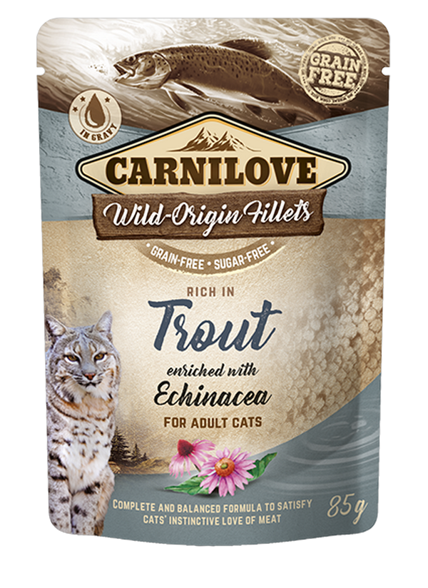 Carnilove - Comida completa sin cereales para gato adulto con trucha y equinácea - bolsa 85 gr - CARNILOVE - Imagen 4