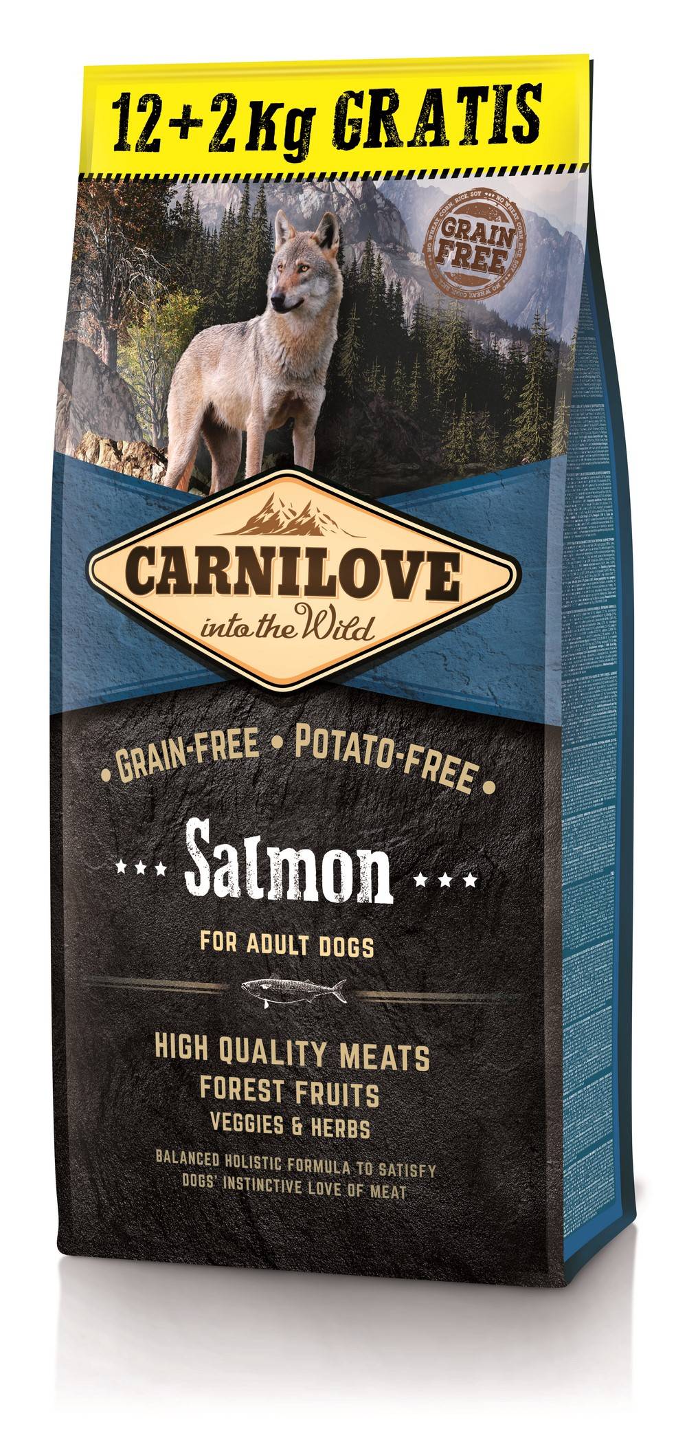 Carnilove - Croquettes pour chien adulte de toute taille au saumon - sac 12+2kg OFFERTS - CARNILOVE - Image 1