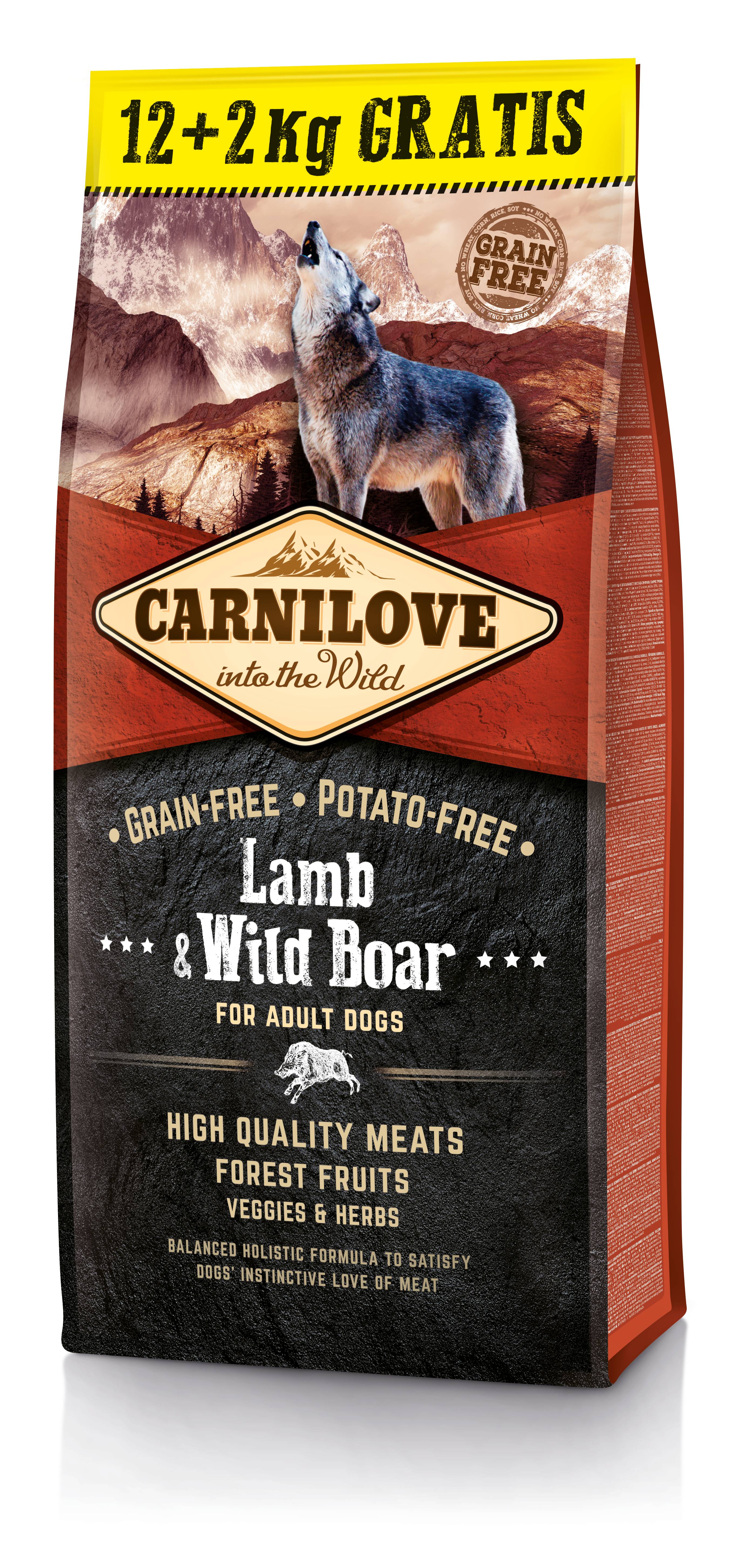 Carnilove - Croquettes chien adulte de toute taille à l'agneau & sanglier sauvage sac 12+2kg OFFERTS - CARNILOVE - Image 2