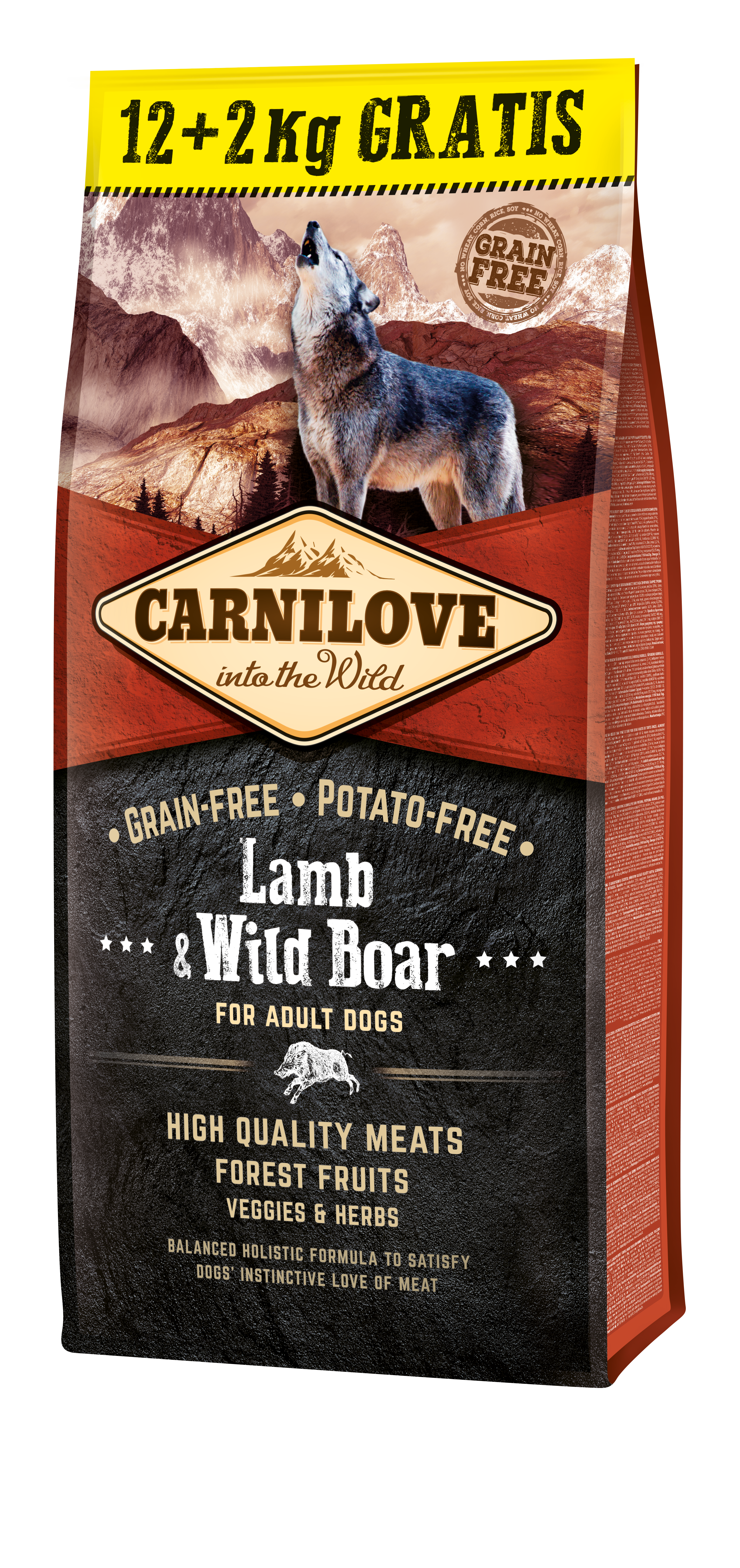 Carnilove - Croquettes chien adulte de toute taille à l'agneau & sanglier sauvage sac 12+2kg OFFERTS - CARNILOVE - Image 1