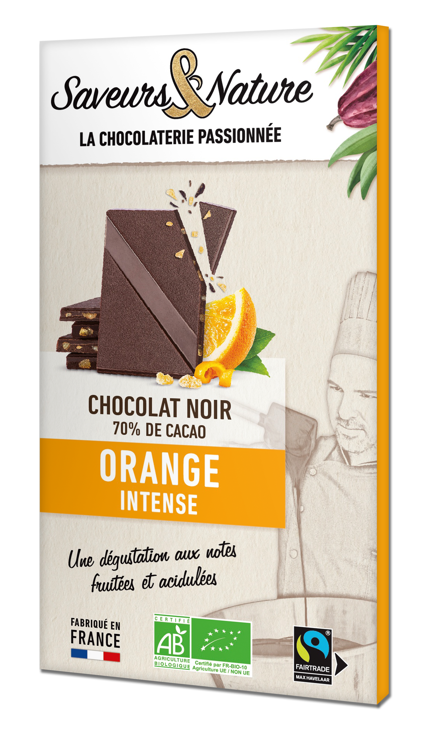 Saveurs et Nature - Tablette de chocolat noir orange - Saveurs et Nature