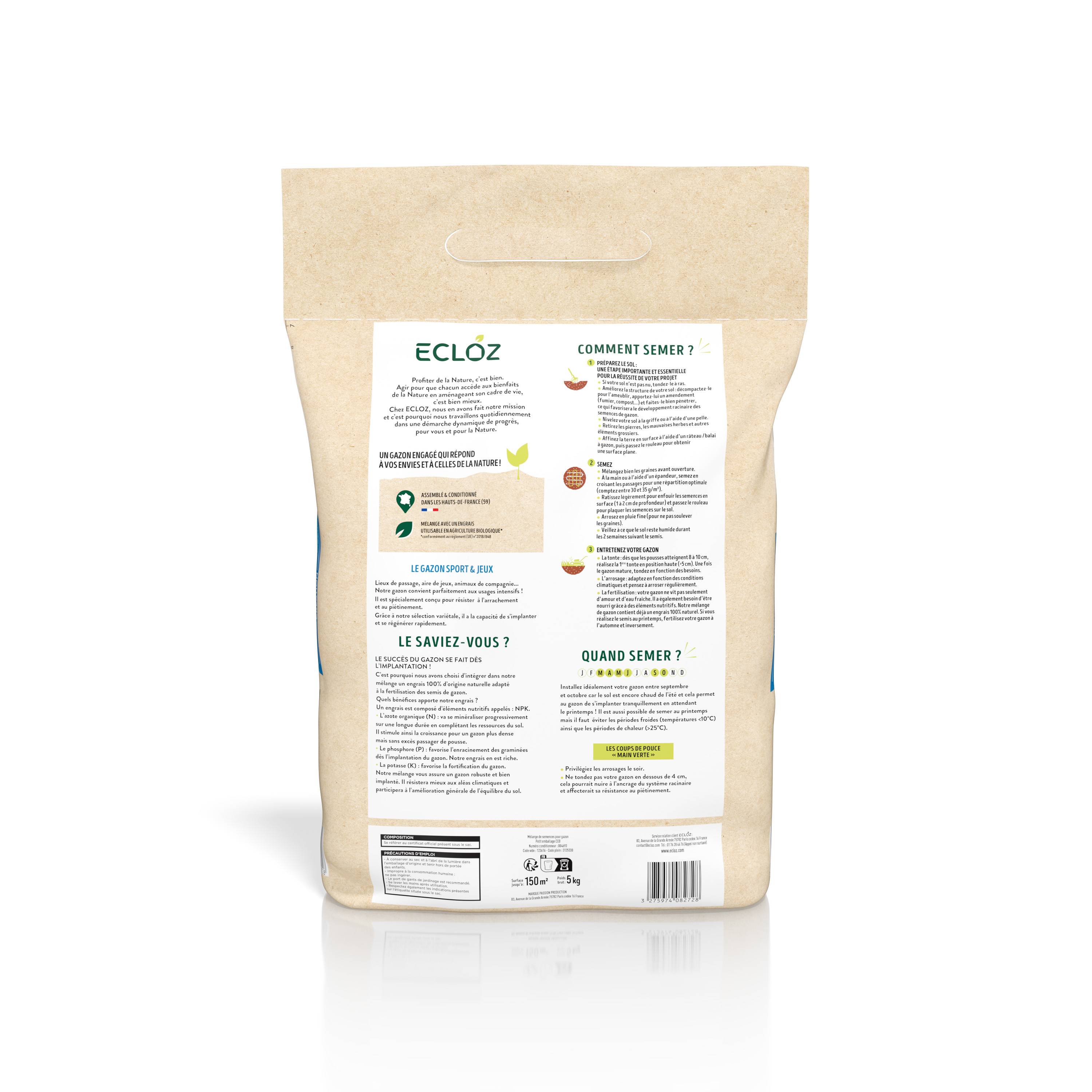Ecloz - Semences de gazon - Sport & jeux 5 kg - ECLOZ - Image 2