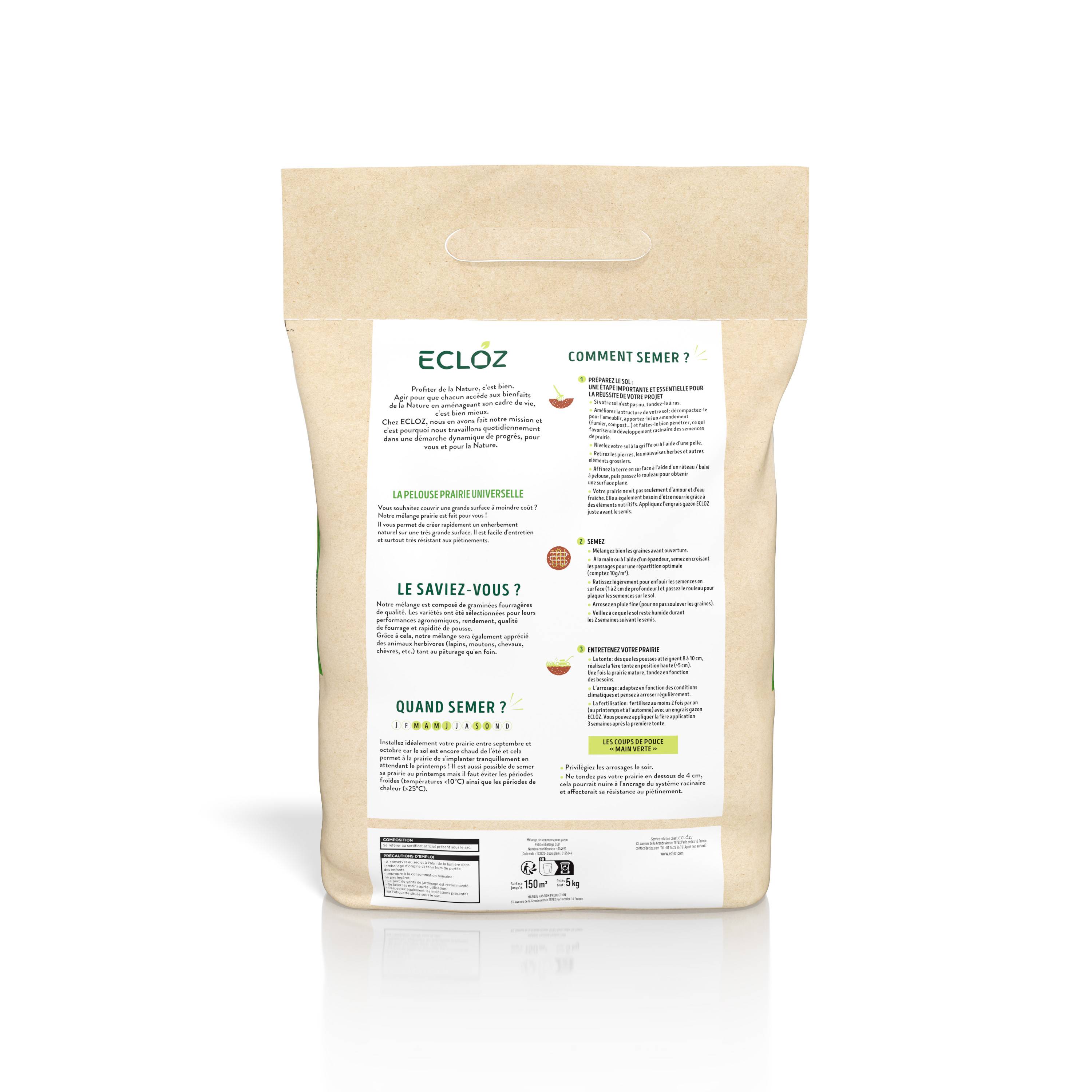 Ecloz - Semences de gazon - Prairie universelle 5 kg - ECLOZ - Image 2