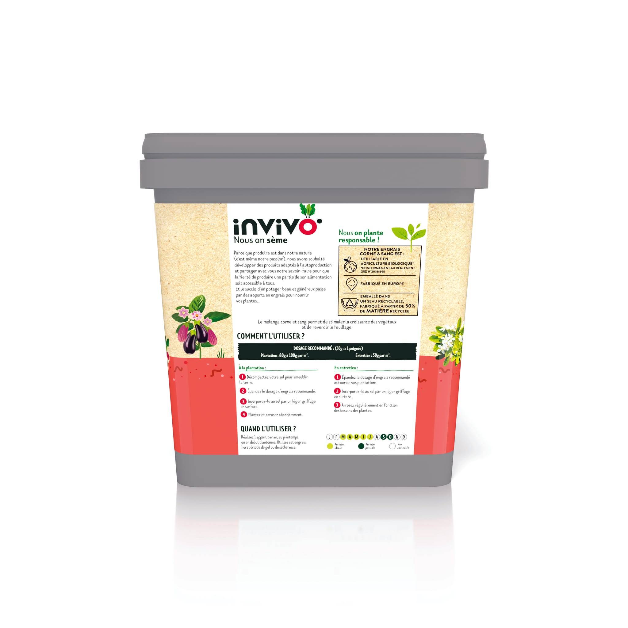 Invivo Nous On Sème - Fertilizante Cuerno & Sangre Cubo 5kg - INVIVO Nosotros sembramos - Imagen 2