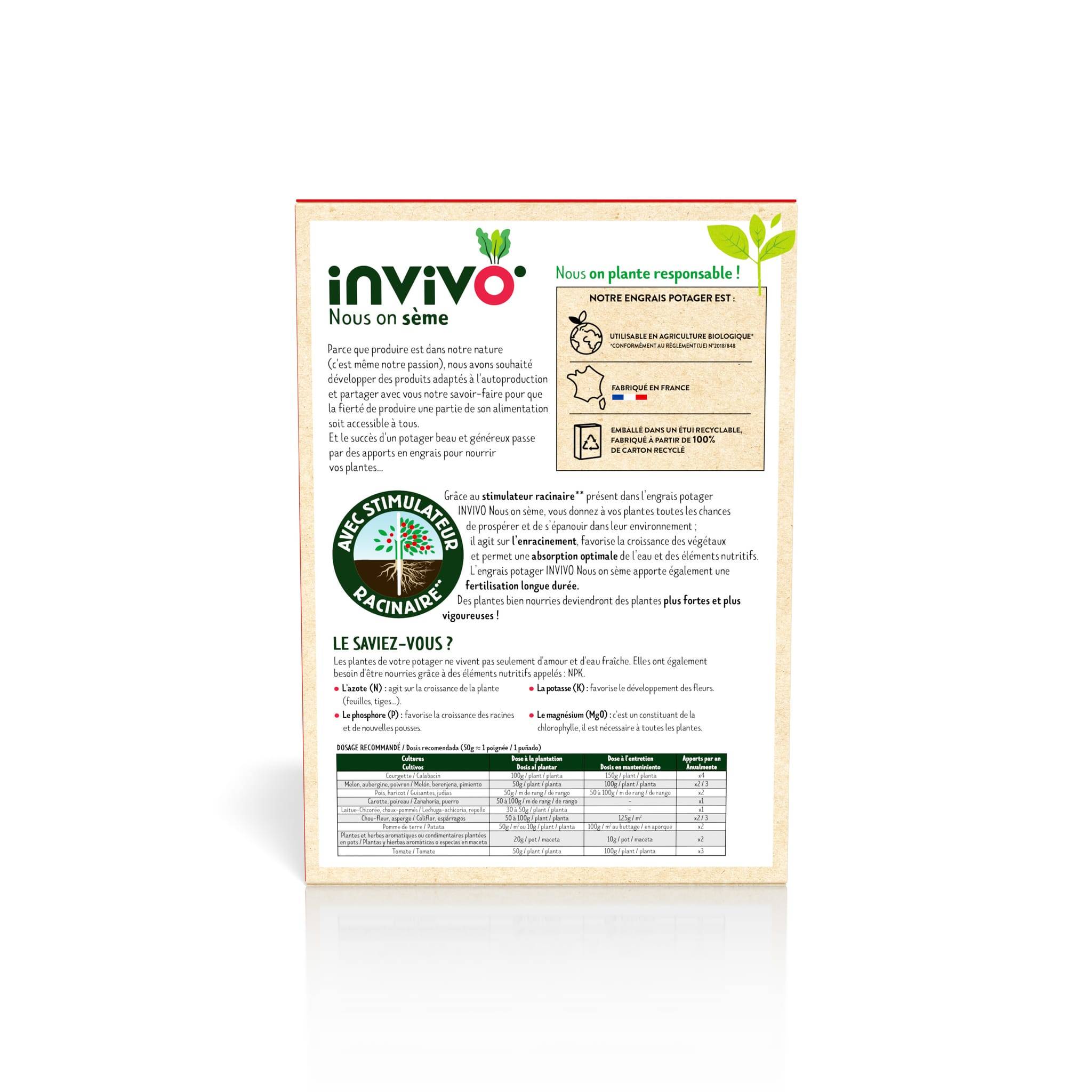 Invivo Nous On Sème - Engrais Potager Boîte de 1,5 kg - INVIVO Nous on sème - Imagen 2