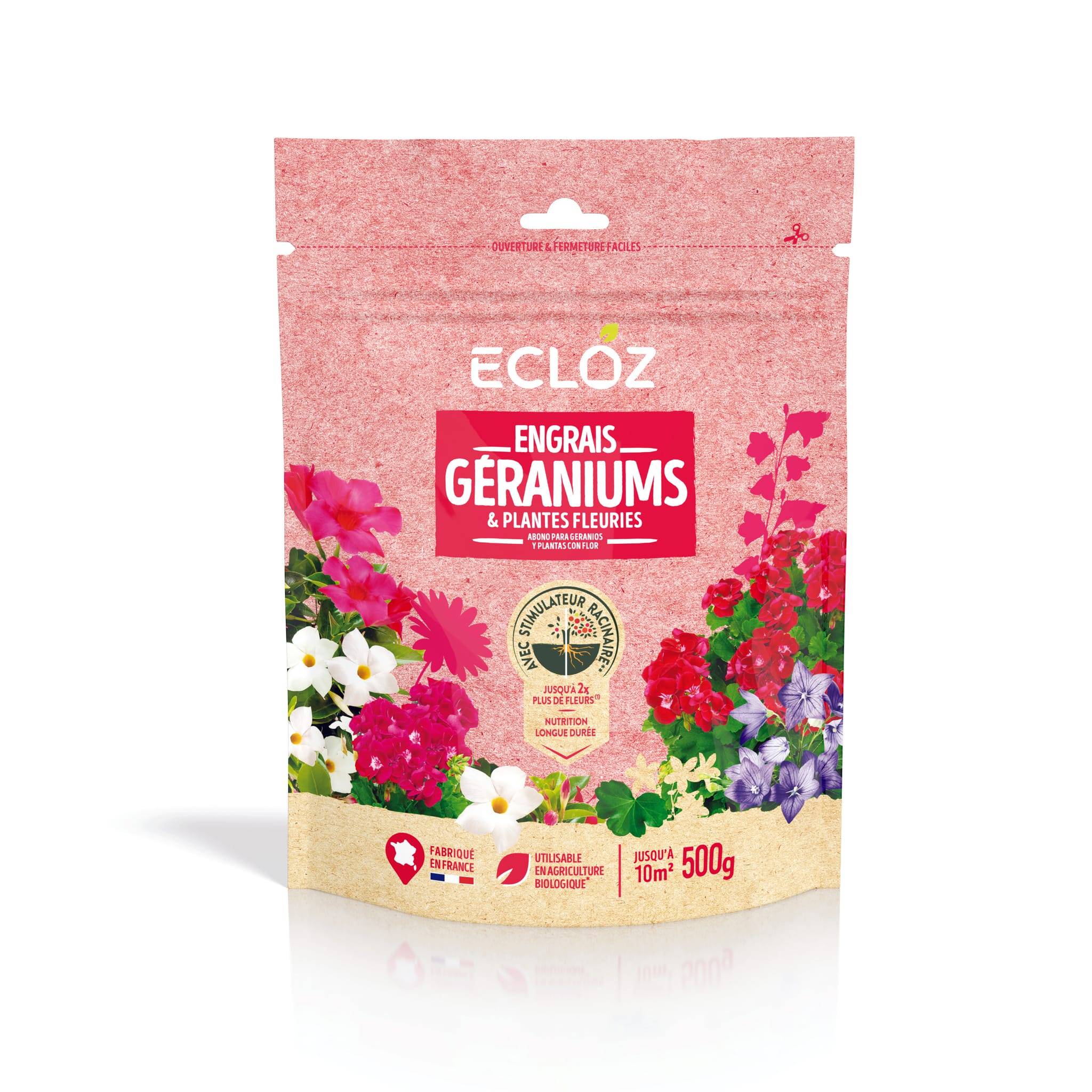 Ecloz - Engrais Plantes fleuries & Géraniums Doypack 500g - ECLOZ