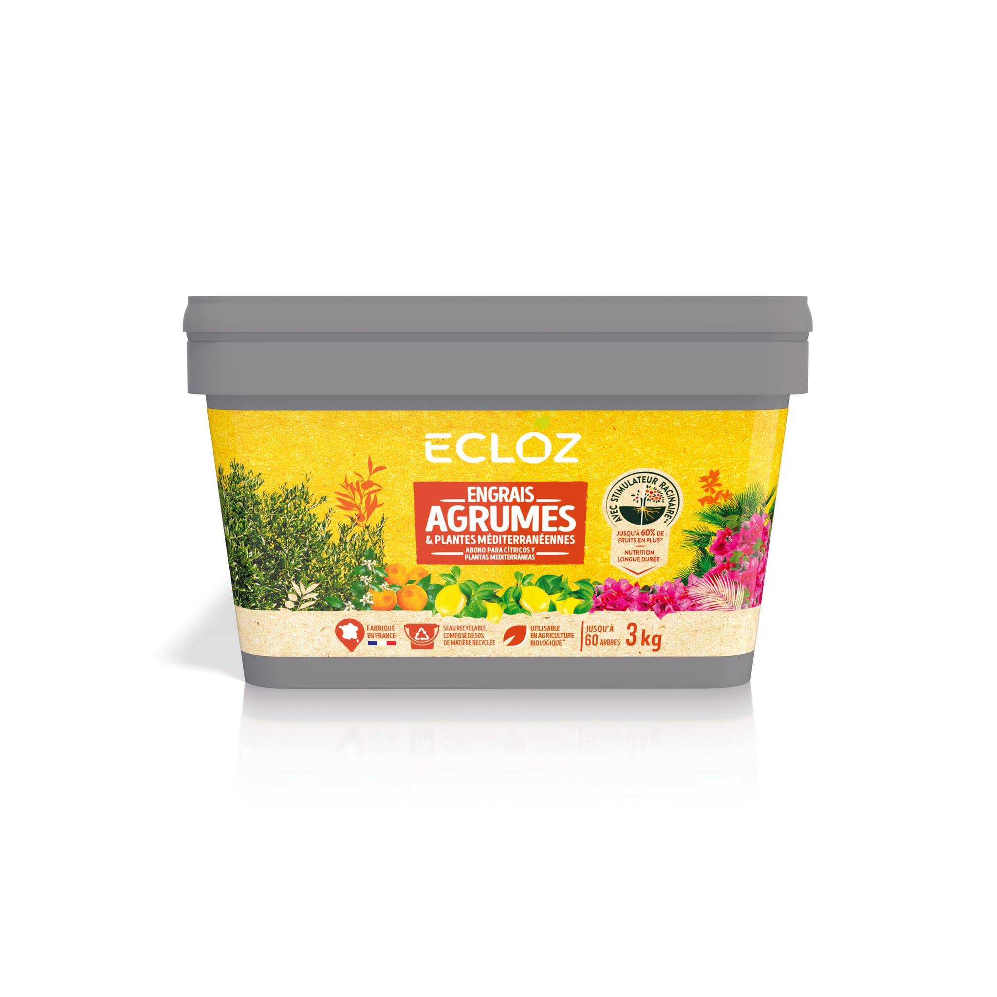Ecloz - Engrais Agrumes & Plantes méditerranéennes Seau 3kg - ECLOZ - Image 1