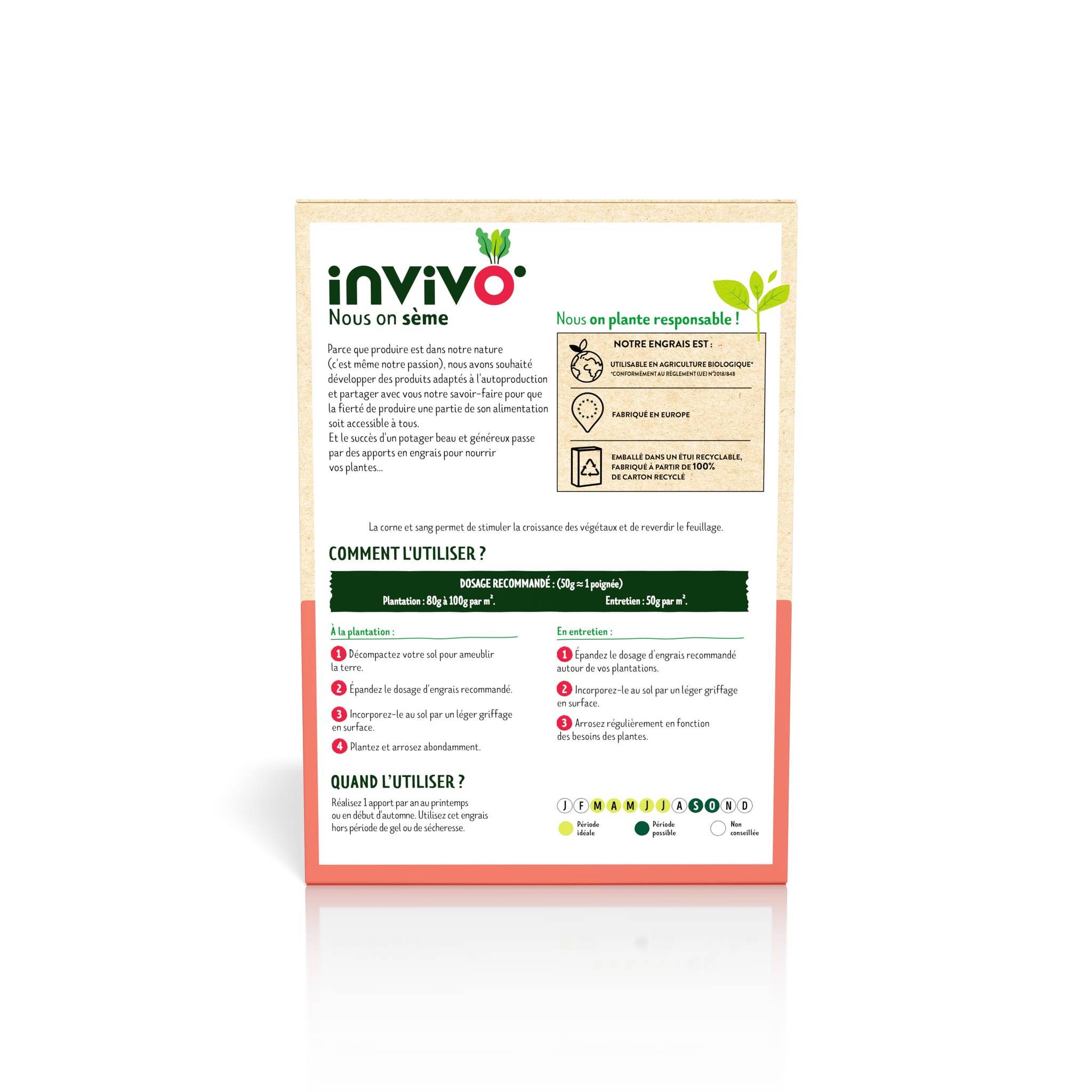 Invivo Nous On Sème - Fertilizante Cuerno & Sangre Caja 1,5kg - INVIVO Nosotros sembramos - Imagen 2