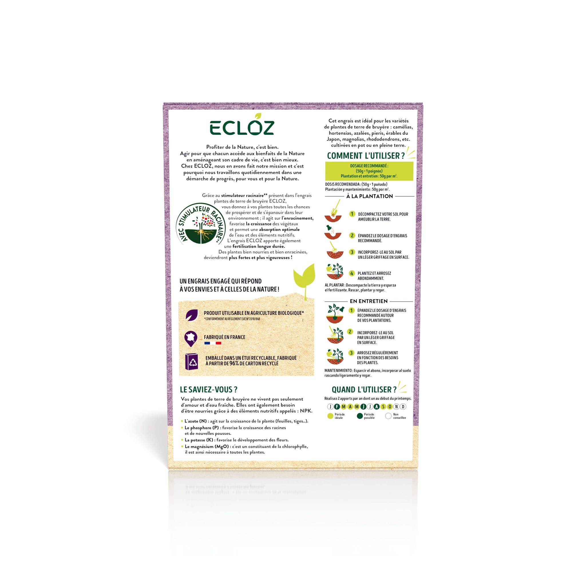 Ecloz - Engrais Plantes de terre de bruyère Boîte 750g - ECLOZ - Image 2