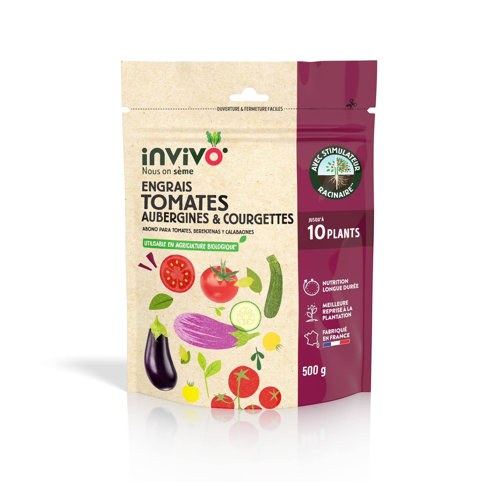 Invivo Nous On Sème - Engrais Tomates/Aubergines/Courgettes 500g - INVIVO Nous on sème - Imagen 1