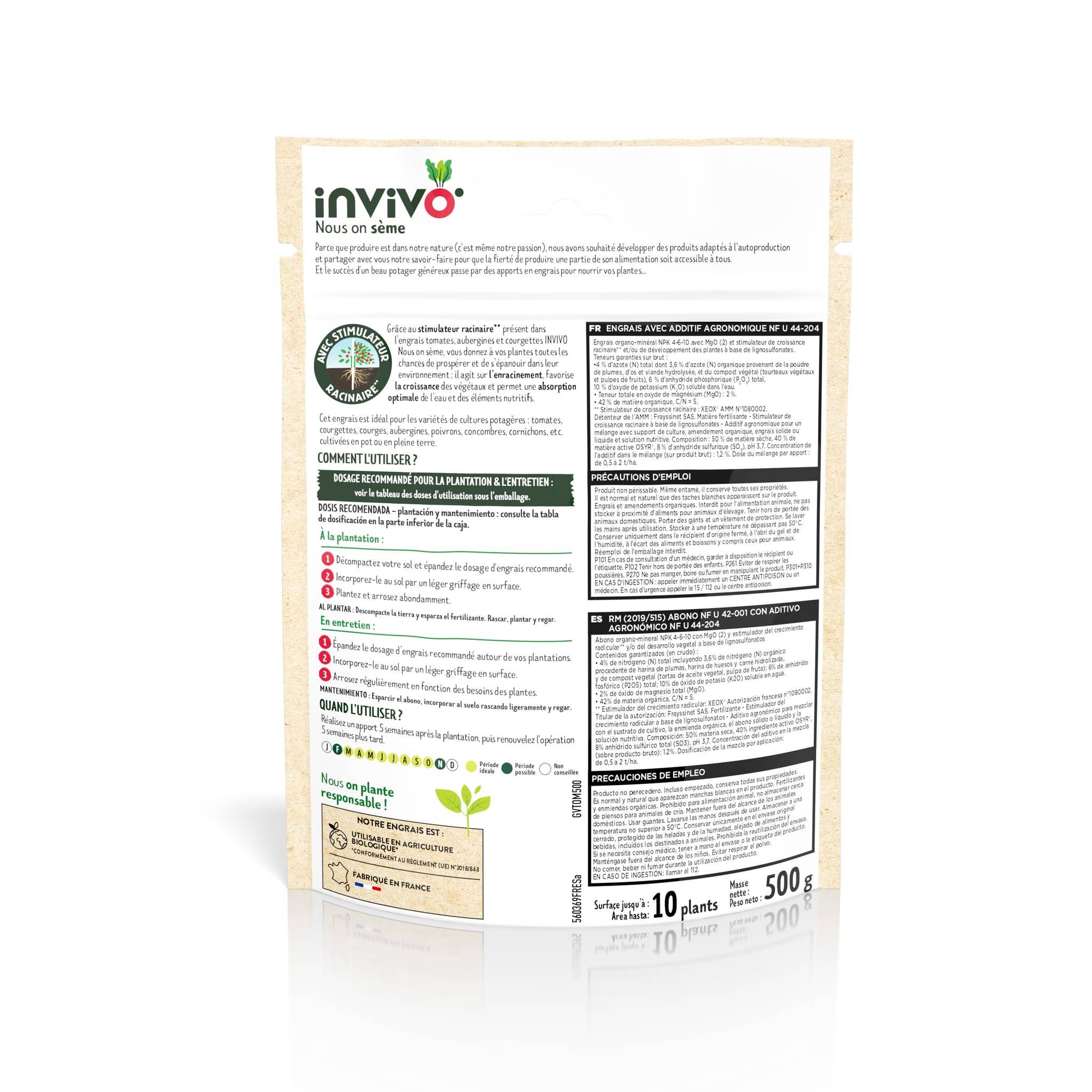 Invivo Nous On Sème - Engrais Tomates/Aubergines/Courgettes 500g - INVIVO Nous on sème - Imagen 2