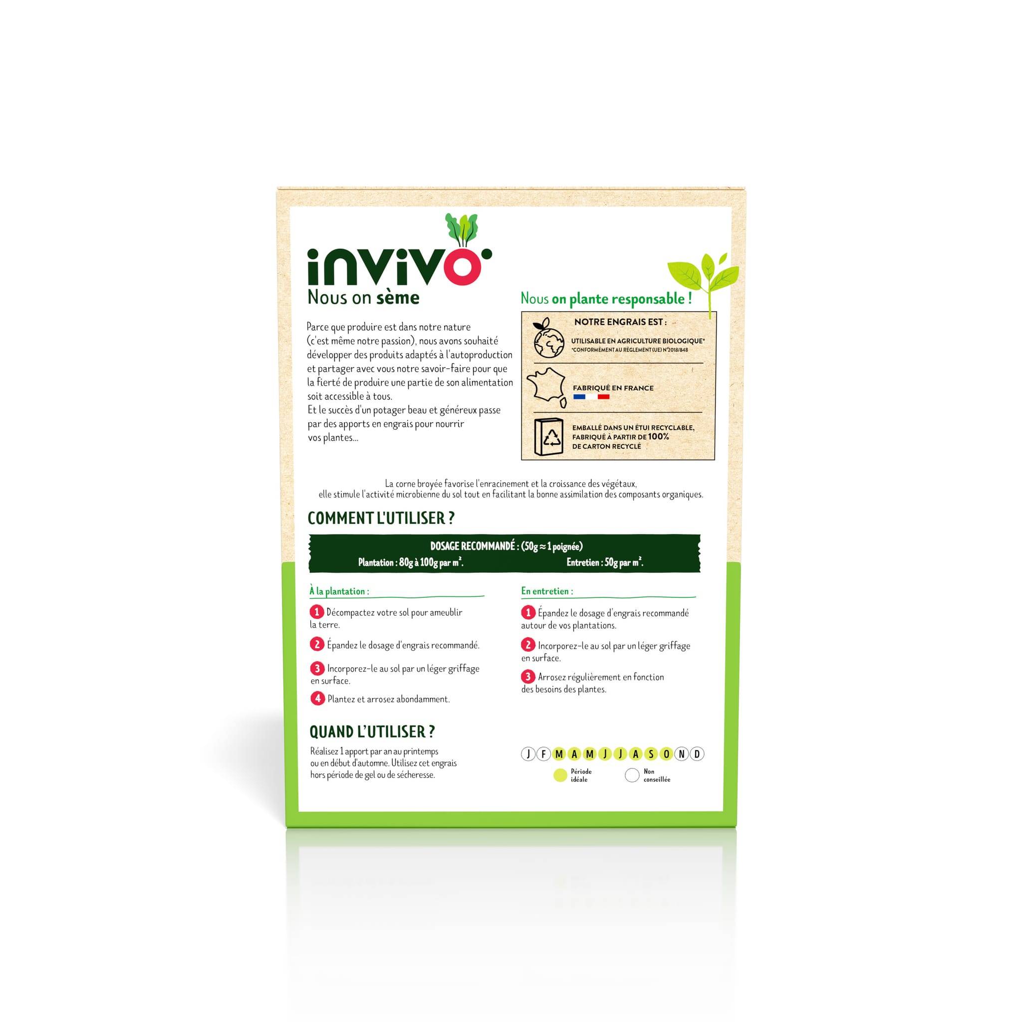 Invivo Nous On Sème - Engrais Corne broyée Boîte 1,5kg - INVIVO Nous on sème - Imagen 2