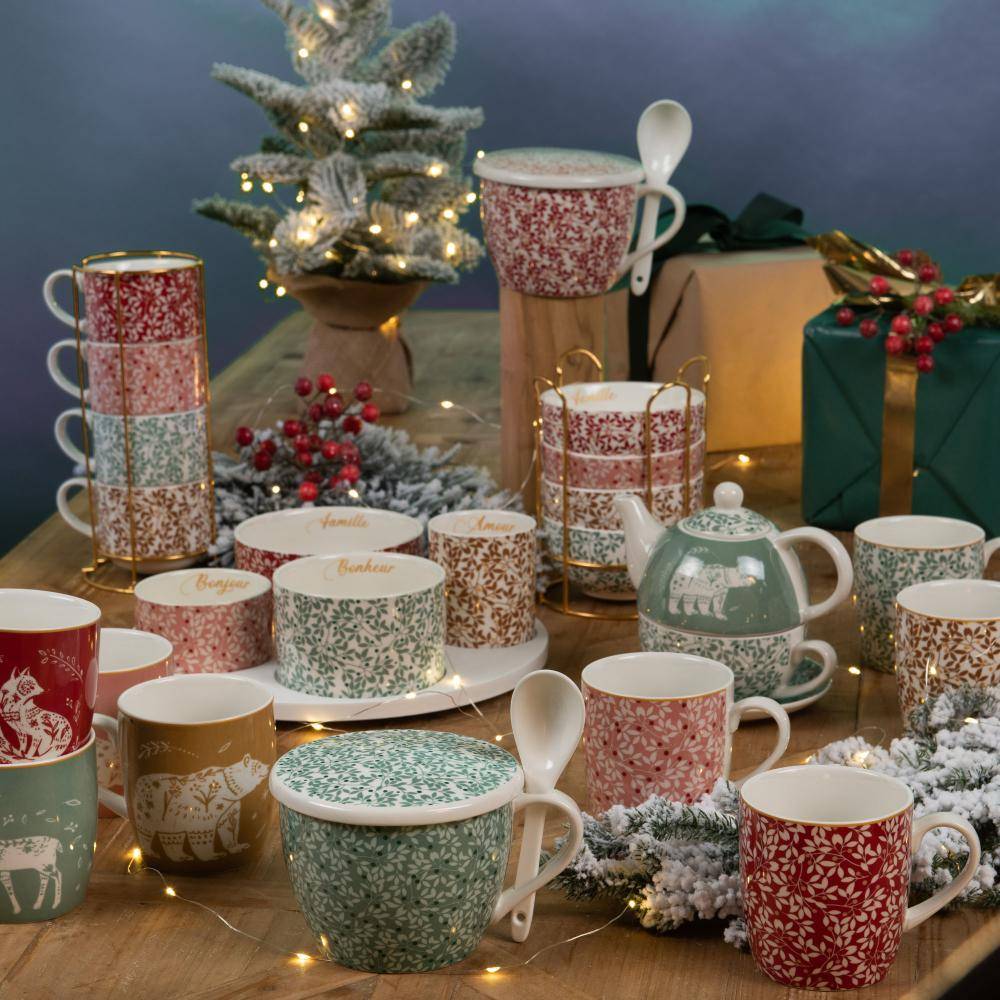 Coffret tea for one en céramique vert L.14 cm l.16 cm H.16 cm - Amadeus - Image 3