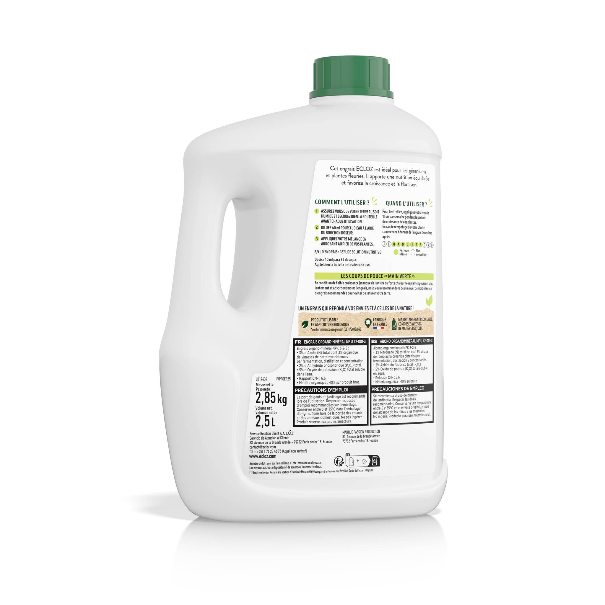 Ecloz - Fertilizante Plantas floridas & Geranios 2.5L - ECLOZ - Imagen 2