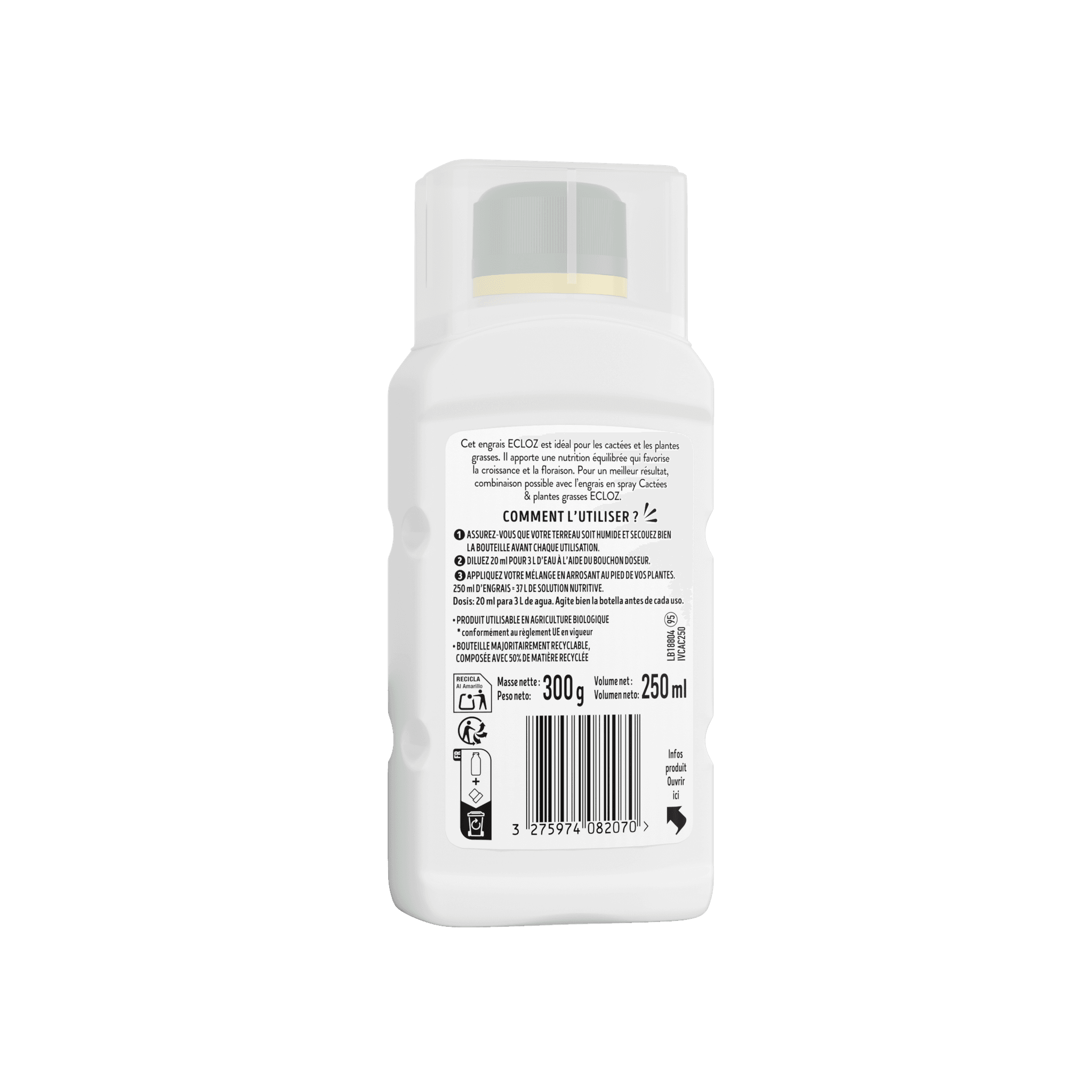 Ecloz - Engrais pour cactées et plantes grasses 250ml - ECLOZ - Imagen 2