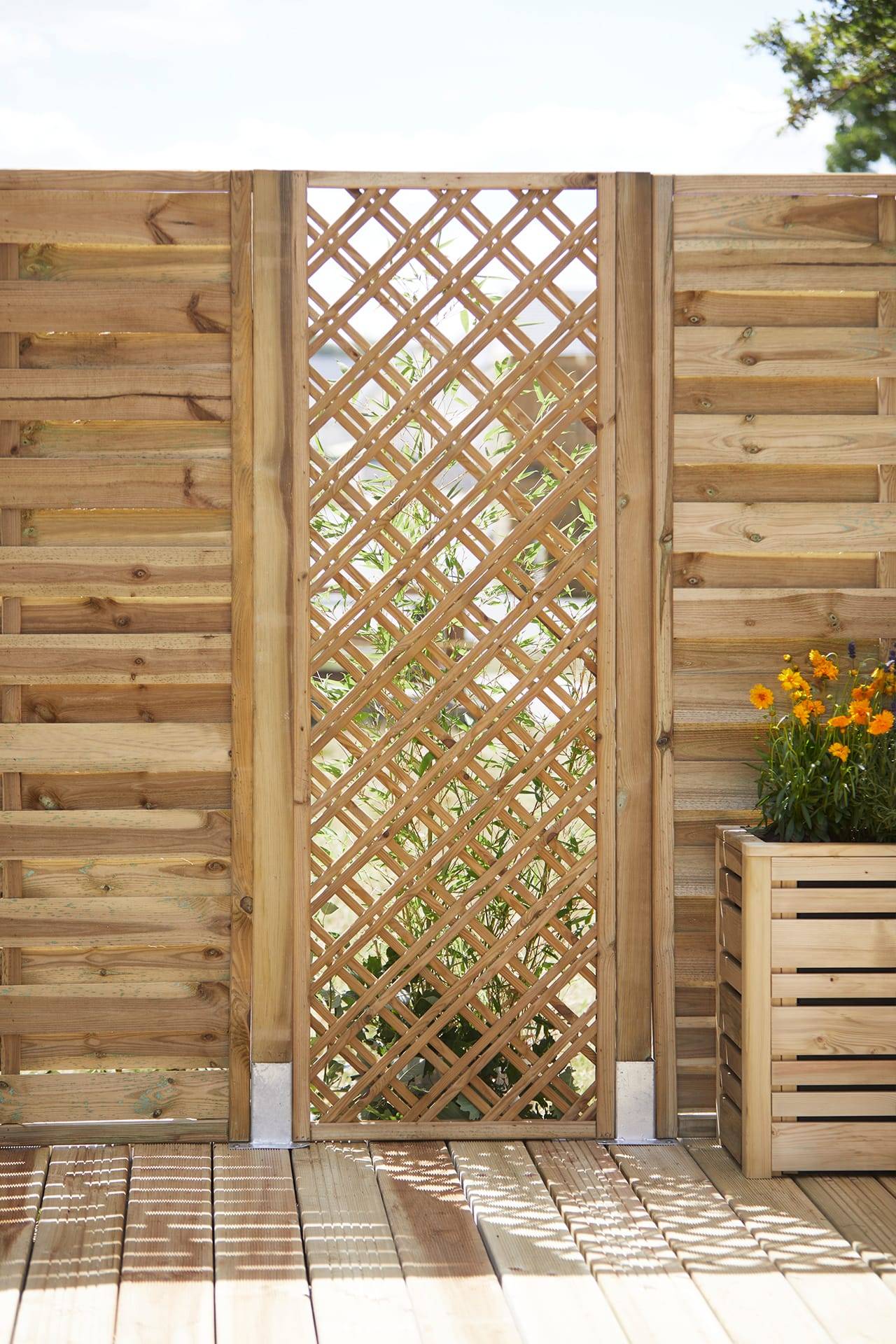 Panneau treillis bois naturel 60x180x2.8cm - HILLHOUT - Image 1