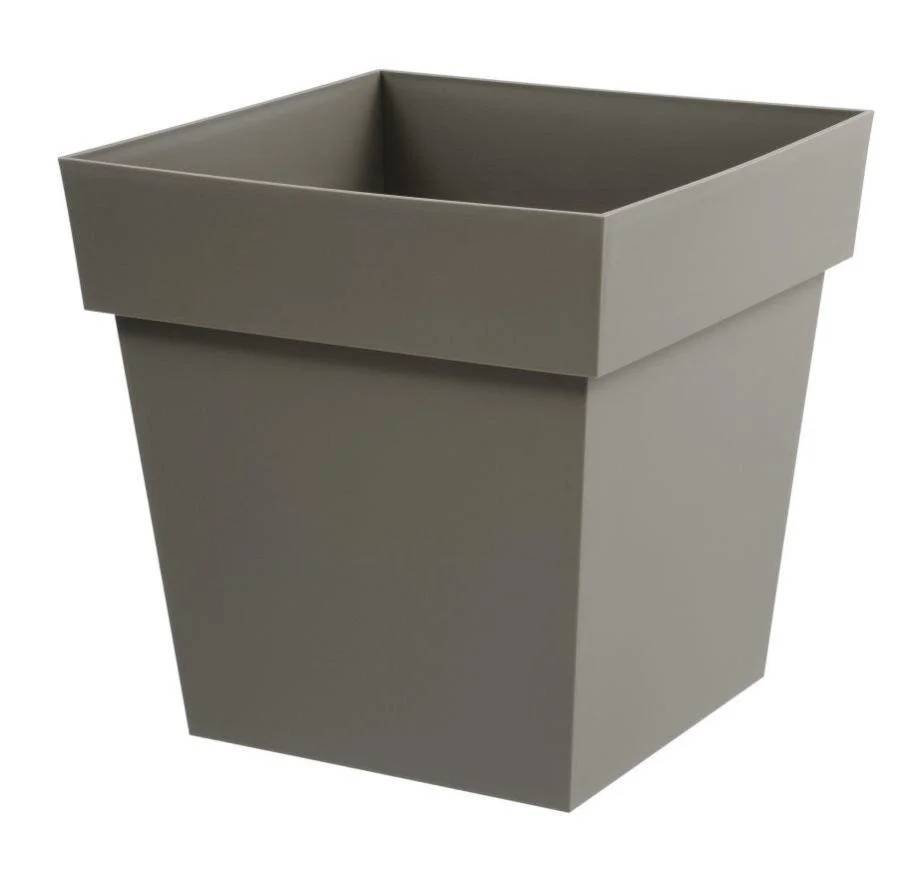 Pot de fleurs carré polypropylène taupe 39x39 cm Toscane EDA - Jardiland