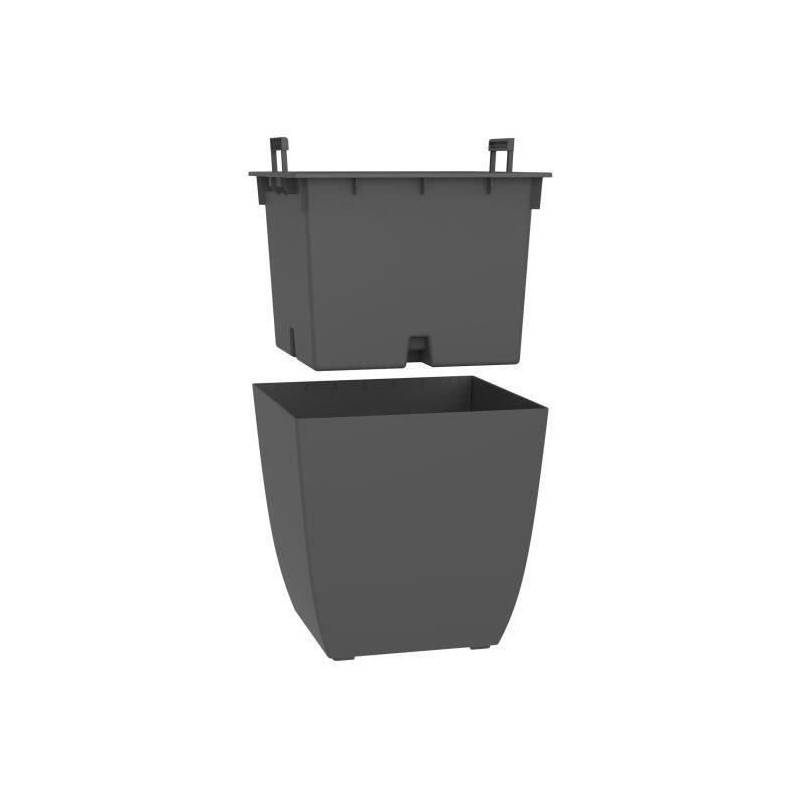 Bac à fleurs carré plastique gris anthracite L.43.5 l.43.5 H.44.2 cm Diva Basalt - Eda plastiques - Imagen 5