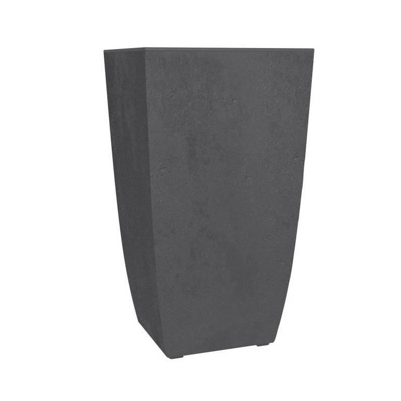 Bac à fleurs carré haut en plastique gris anthracite L.43.5 cm l.43.5 cm H.78.2 cm - Eda plastiques