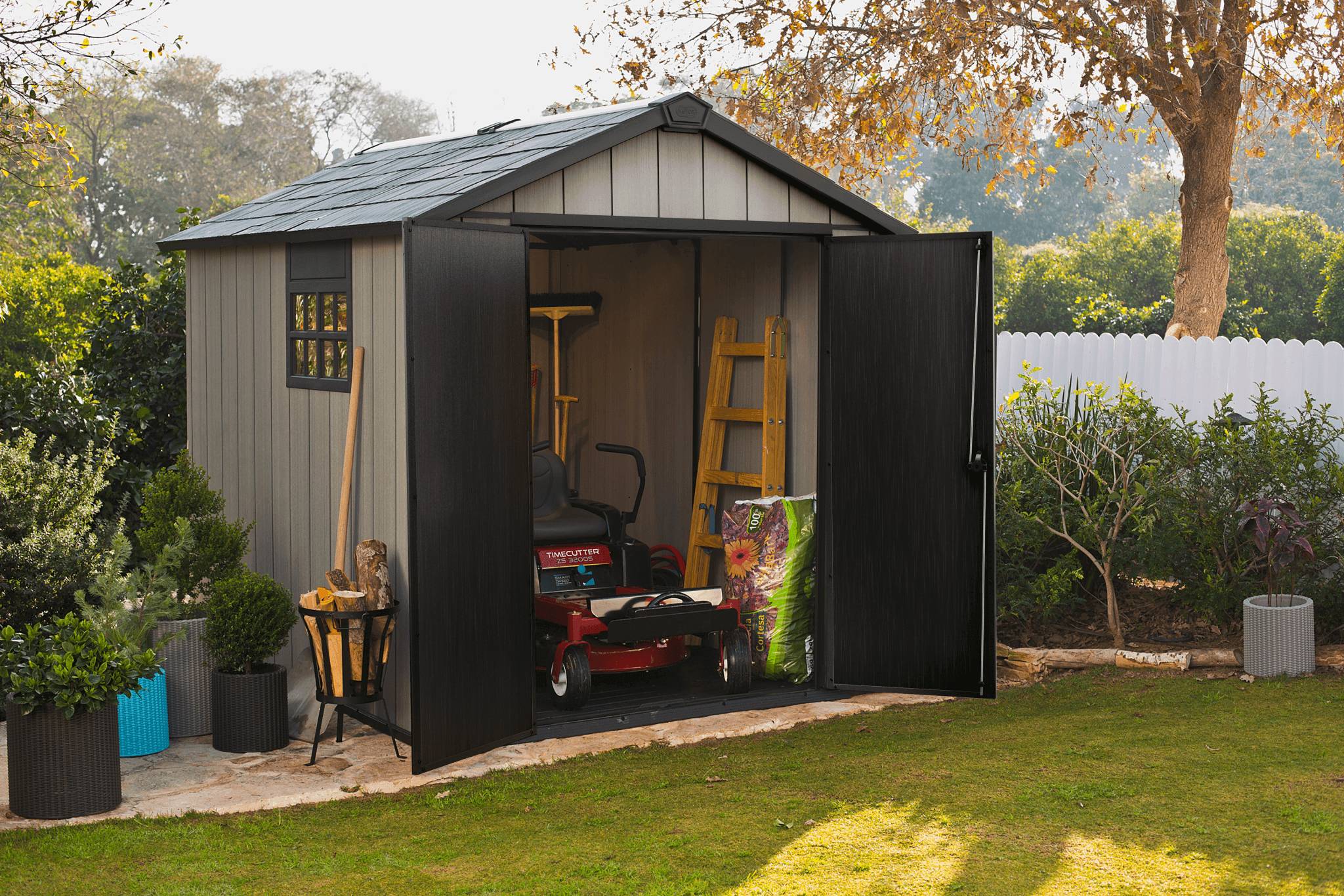 Abri de jardin résine anthracite avec plancher 6,6m² Brossium Keter - Image 11