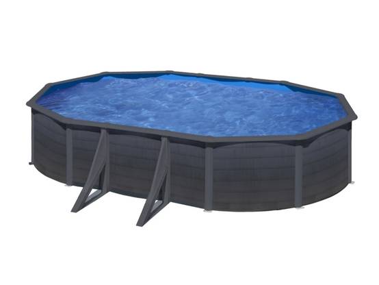 Gré - Piscine hors-sol acier gris anthracite 6,34 x 3,99 x H 1,22 m - GRÉ - Image 9