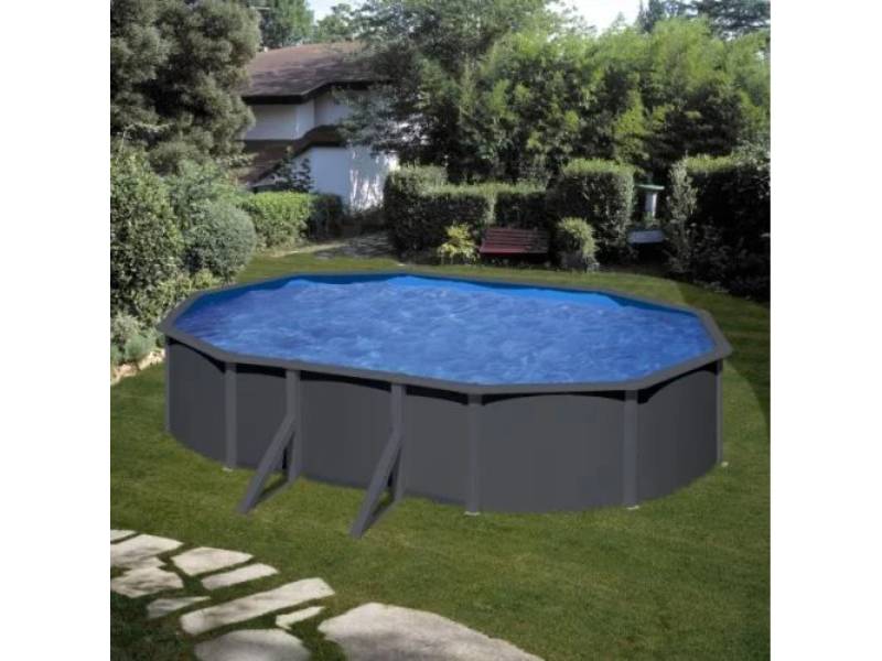 Gré - Piscine hors-sol acier gris anthracite 6,34 x 3,99 x H 1,22 m - GRÉ - Image 8