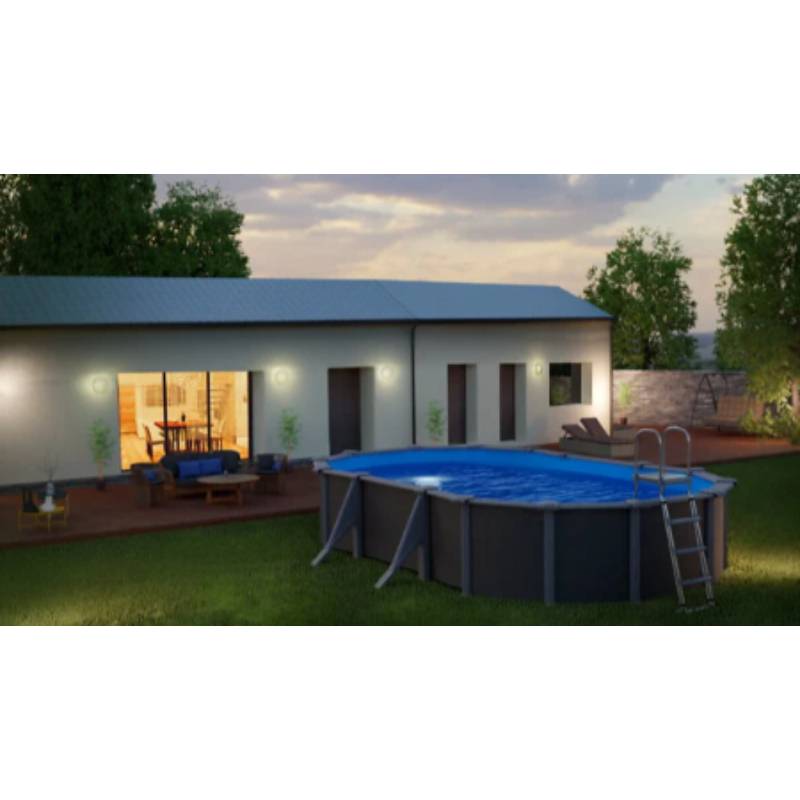 Gré - Piscine hors-sol acier gris anthracite 6,34 x 3,99 x H 1,22 m - GRÉ - Image 6