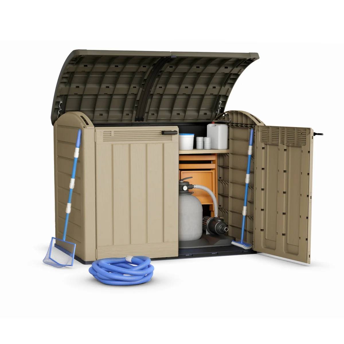 Coffre de jardin résine Arc beige 2000L - Imagen 11
