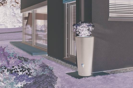 Graf - Récupérateur d'eau de pluie 220L mural robinet et collecteur inclus 2en1 gris graphite Vaso - GRAF - Image 2