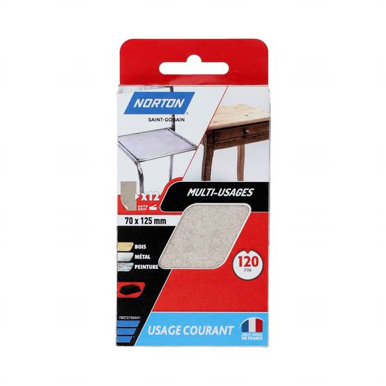 Patins multi-usage auto-agrippants grain 120 70x125mm lot de 12 - NORTON - Image 3
