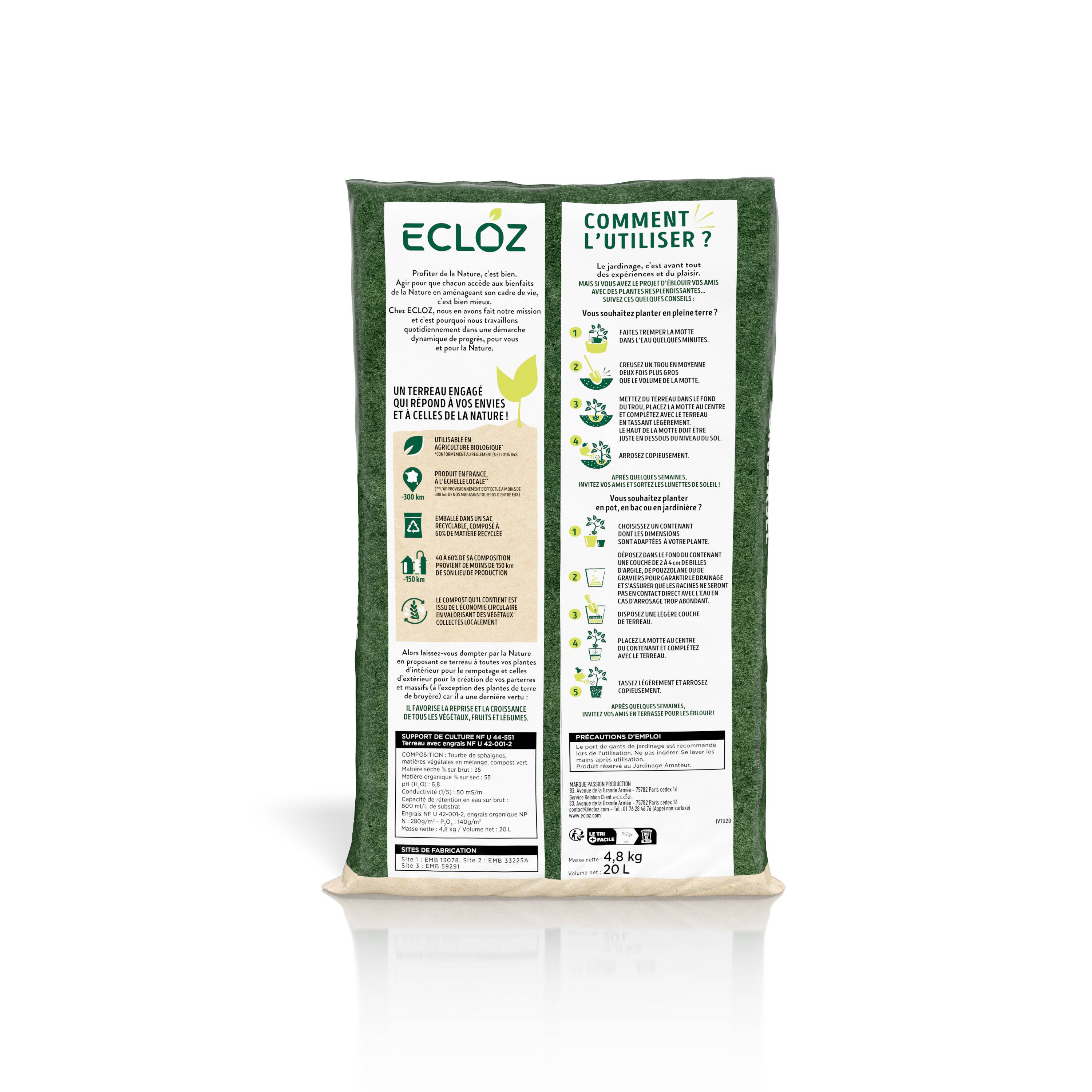Ecloz - Terreau Universel Sac de 20L - ECLOZ - Image 3