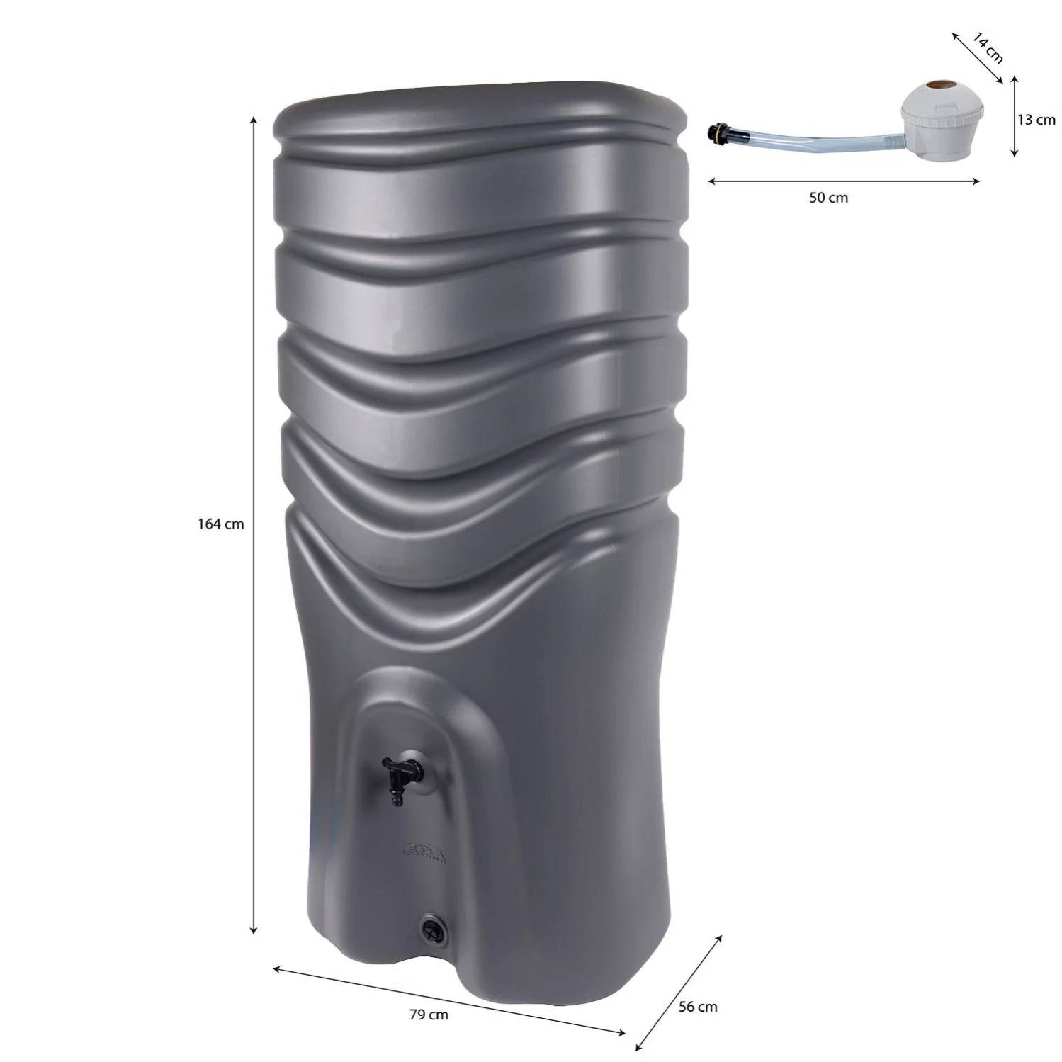 EDA Plastiques - Récupérateur d'eau de pluie aérien 550L anthracite  - EDA - Imagen 1