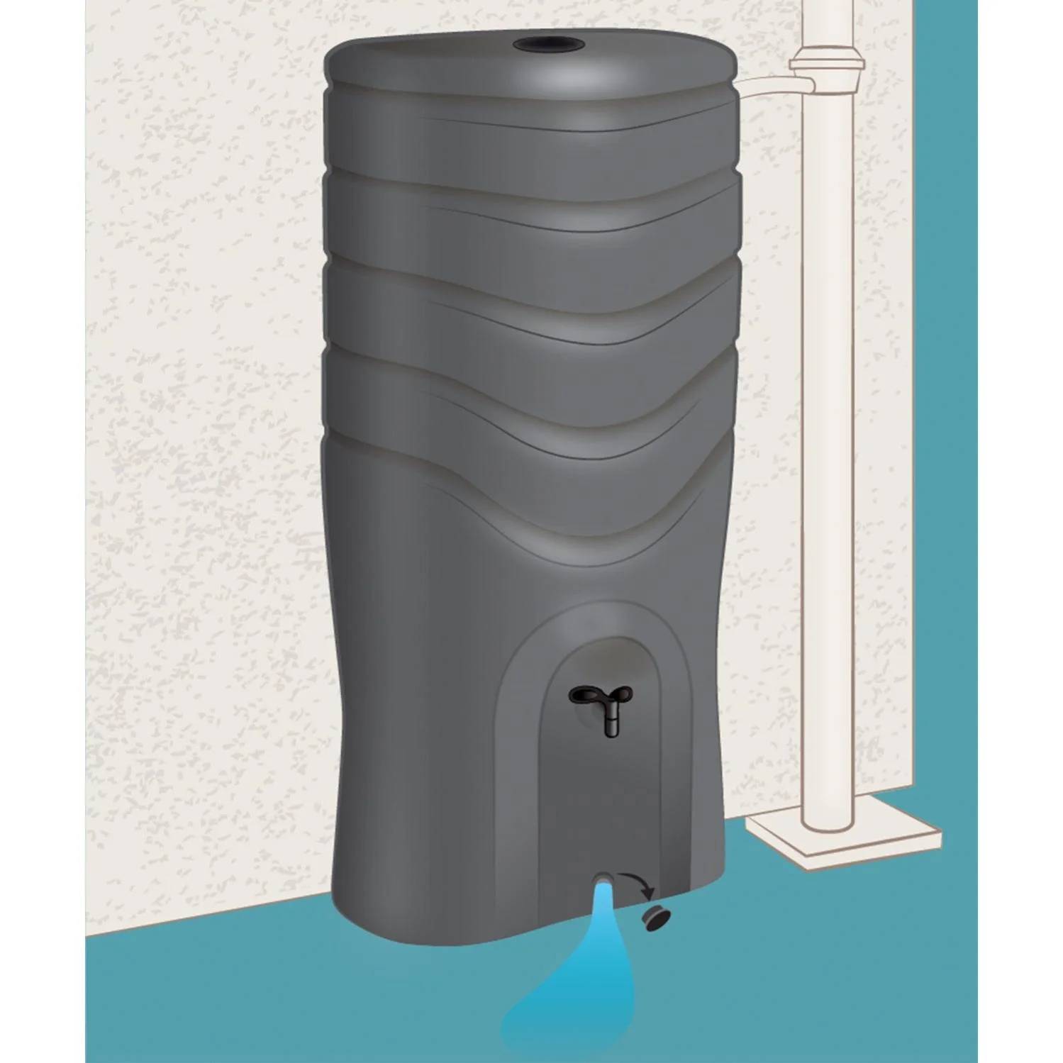 EDA Plastiques - Récupérateur d'eau de pluie aérien 550L anthracite  - EDA - Imagen 6