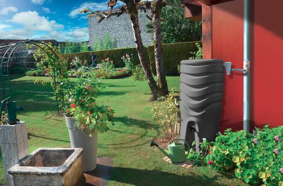 EDA Plastiques - Récupérateur d'eau de pluie aérien 350L collecteur et robinet inclus anthracite – EDA - Image 4