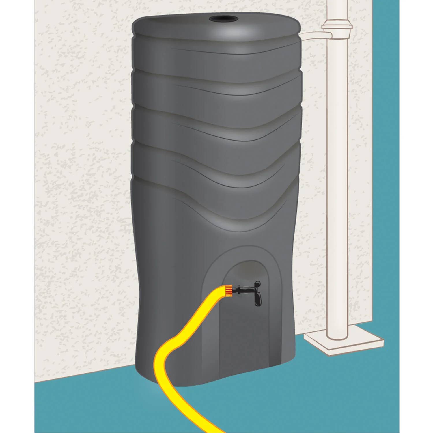 EDA Plastiques - Récupérateur d'eau de pluie aérien 350L collecteur et robinet inclus anthracite – EDA