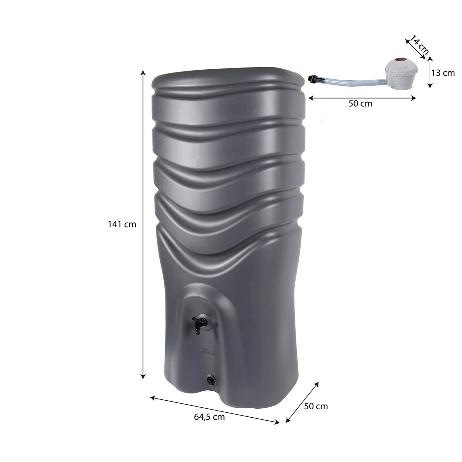 EDA Plastiques - Récupérateur d'eau de pluie aérien 350L collecteur et robinet inclus anthracite – EDA - Image 2