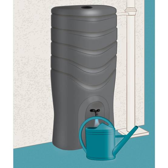 EDA Plastiques - Récupérateur d'eau de pluie aérien 350L collecteur et robinet inclus anthracite – EDA - Image 5