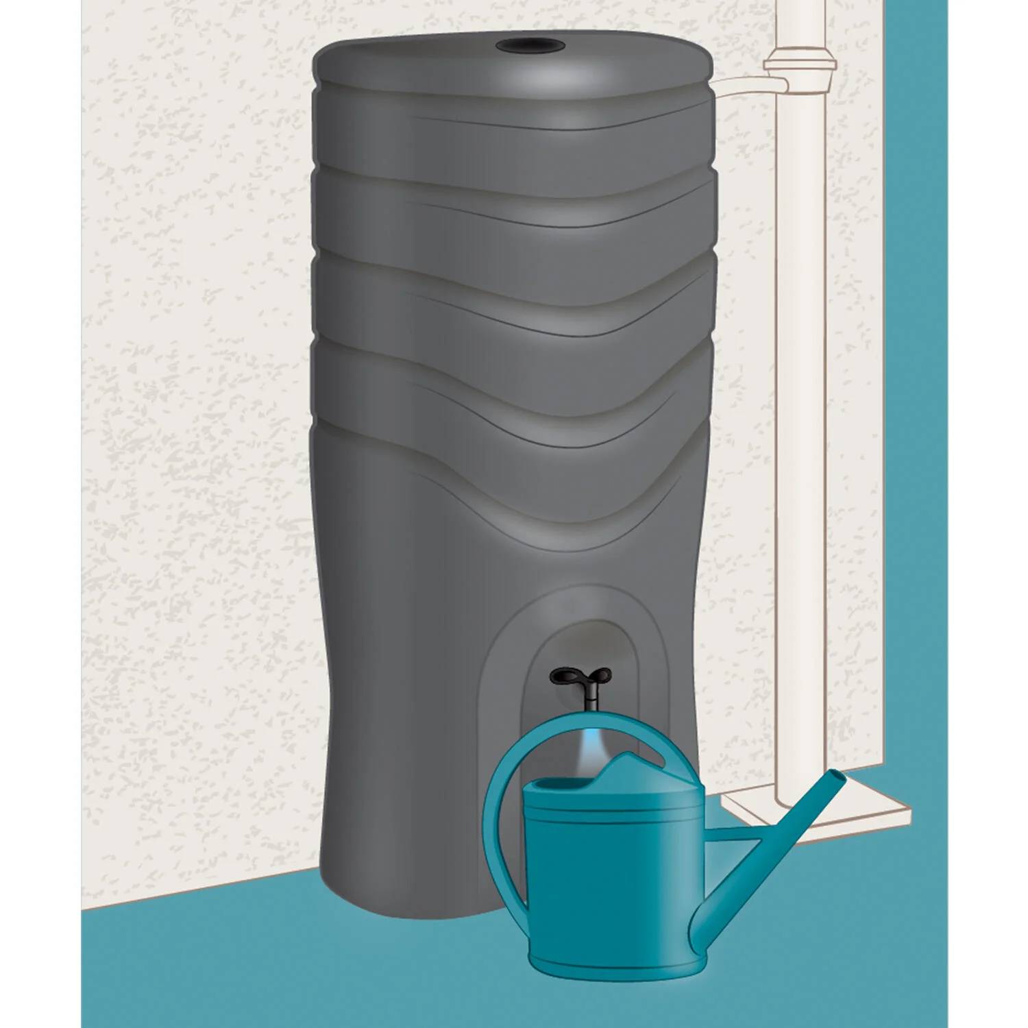 EDA Plastiques - Récupérateur d'eau de pluie aérien 350L collecteur et robinet inclus anthracite – EDA - Image 5
