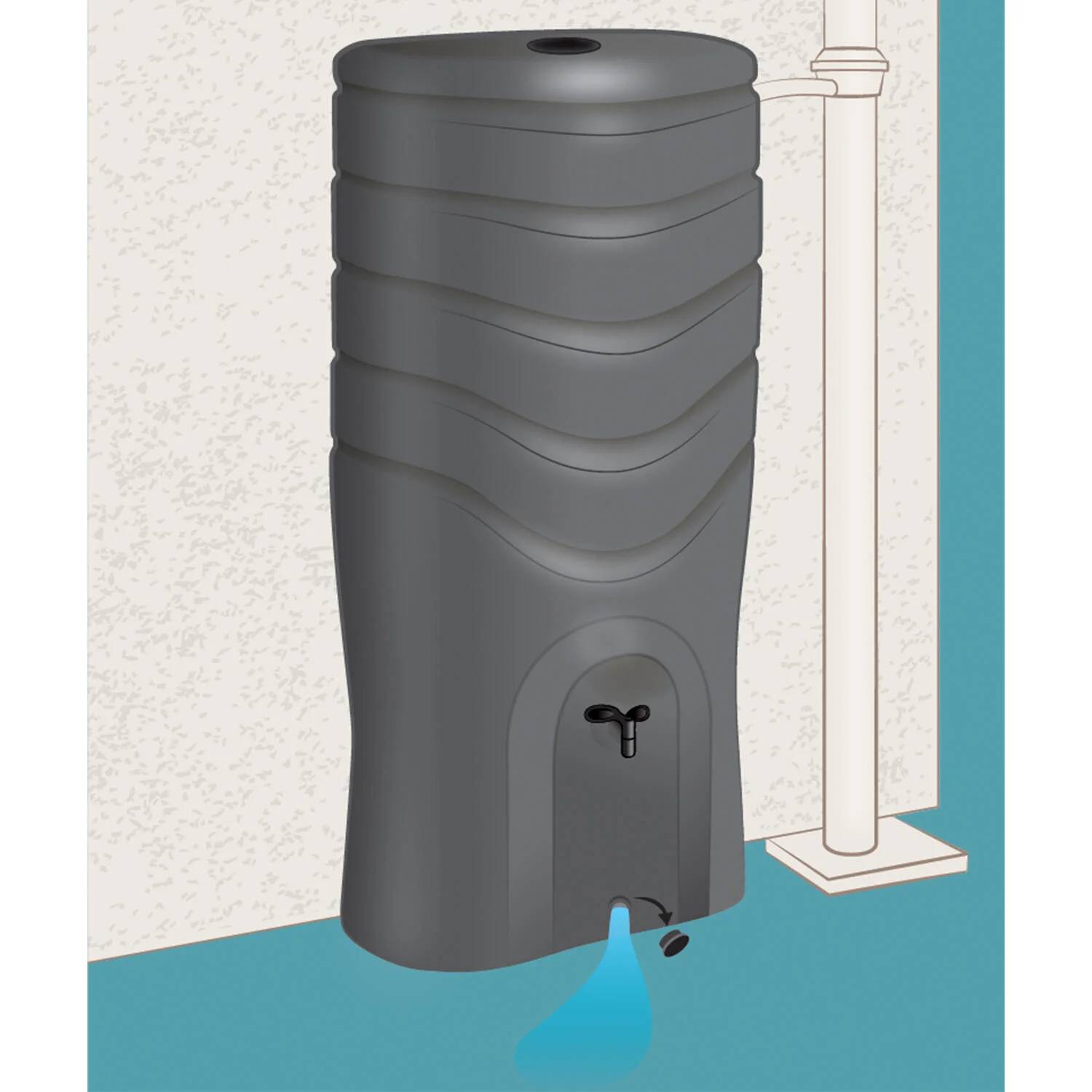 EDA Plastiques - Récupérateur d'eau de pluie aérien 350L collecteur et robinet inclus anthracite – EDA - Image 7