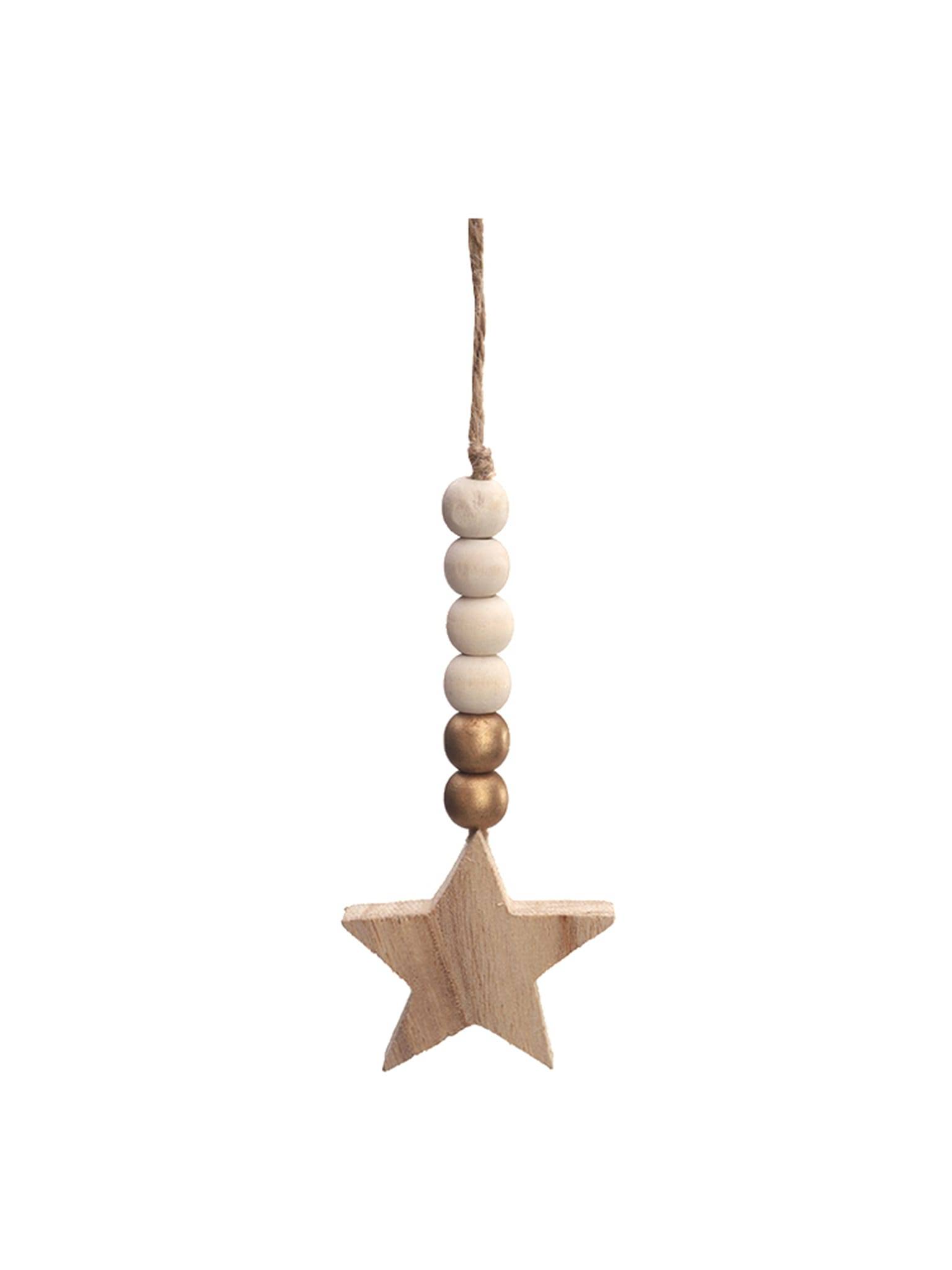 Ecloz - Suspension en bois étoile - blanc, doré et bois naturel - ECLOZ - Image 1