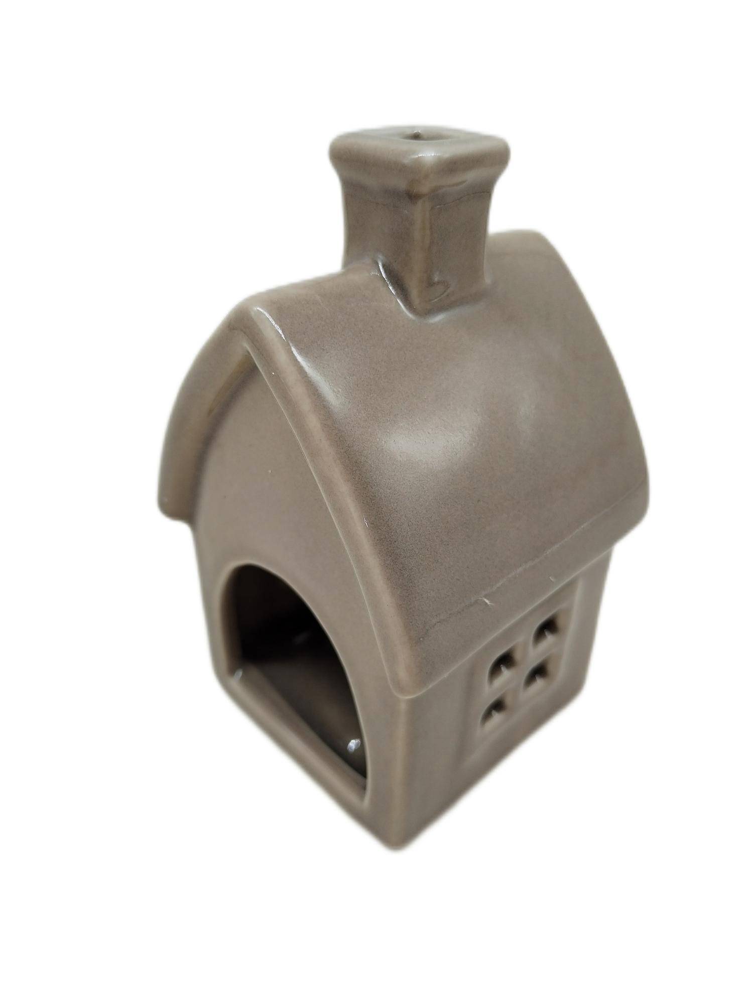 Ecloz - Photophore maison en céramique - taupe mat - H. 11 cm - ECLOZ
